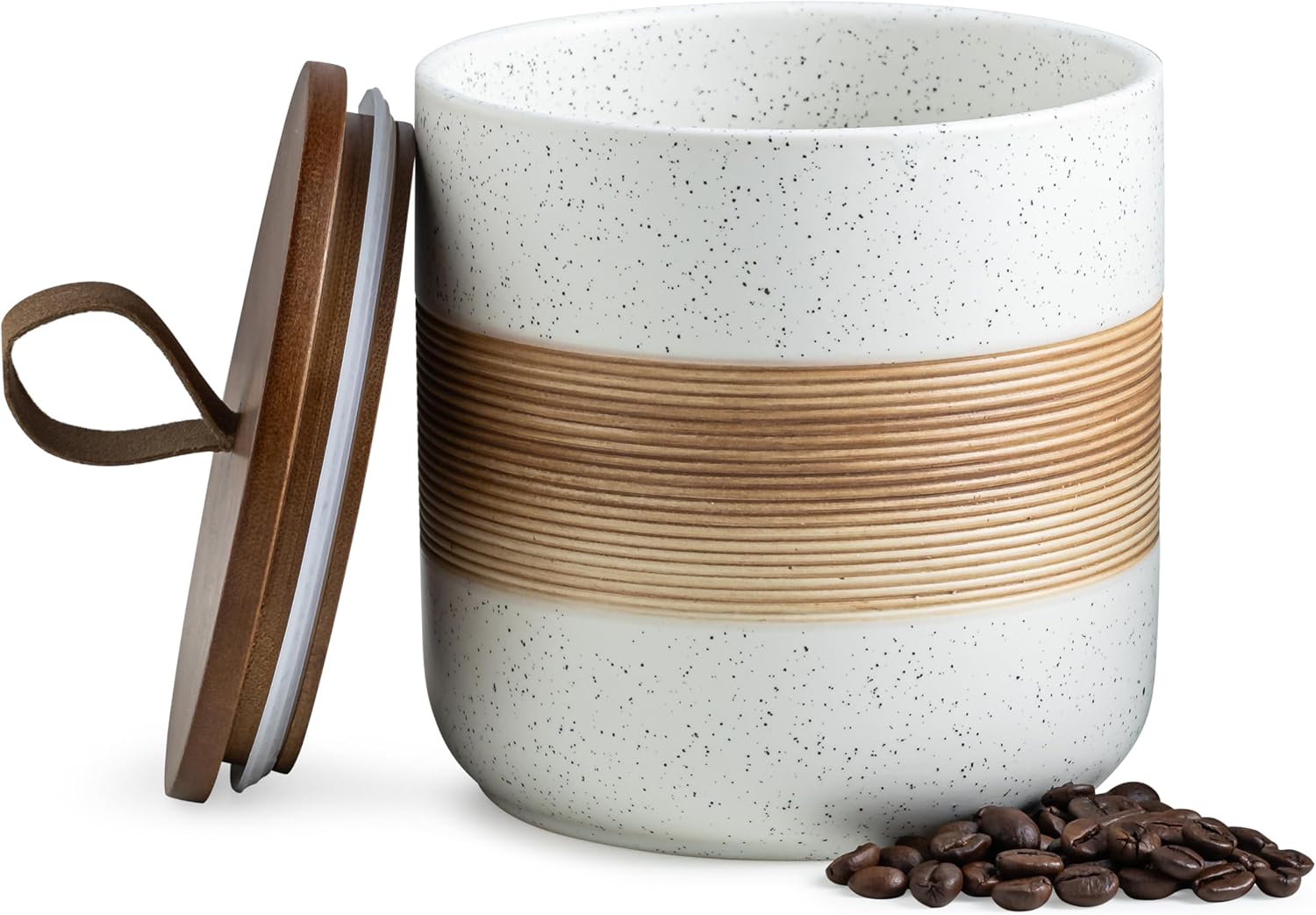 Spice Jars with Lid, Coffee Container Kitchen Food Storage Jars for Spice Sugar Tea Bag, Stackable Decorative Jars for Countertop, White & 37 fl.oz White 37 fl.oz