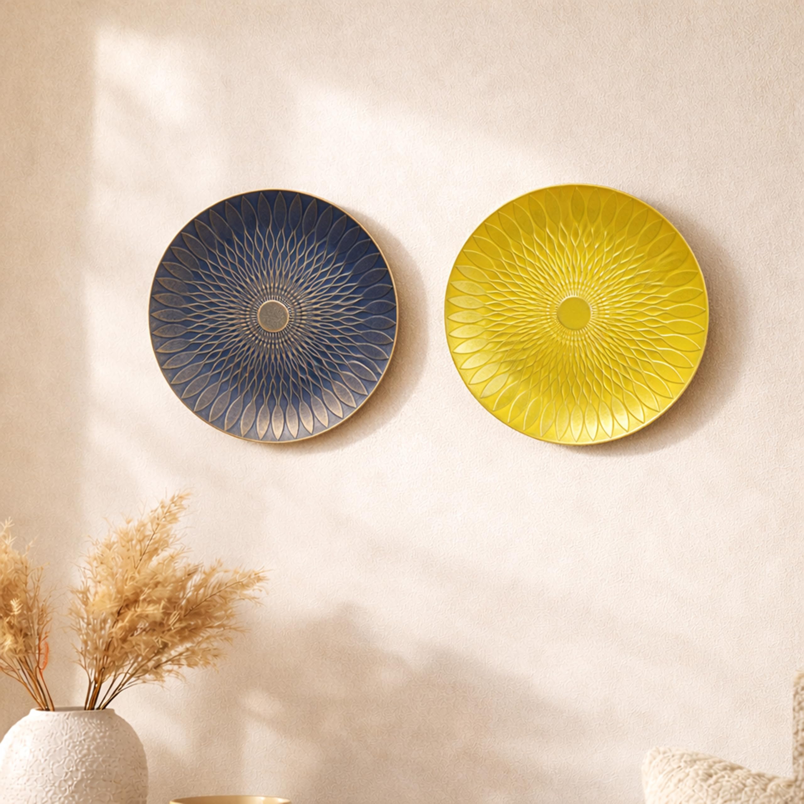 Art Street Decorative Wall Plates - Blue & Yellow -7