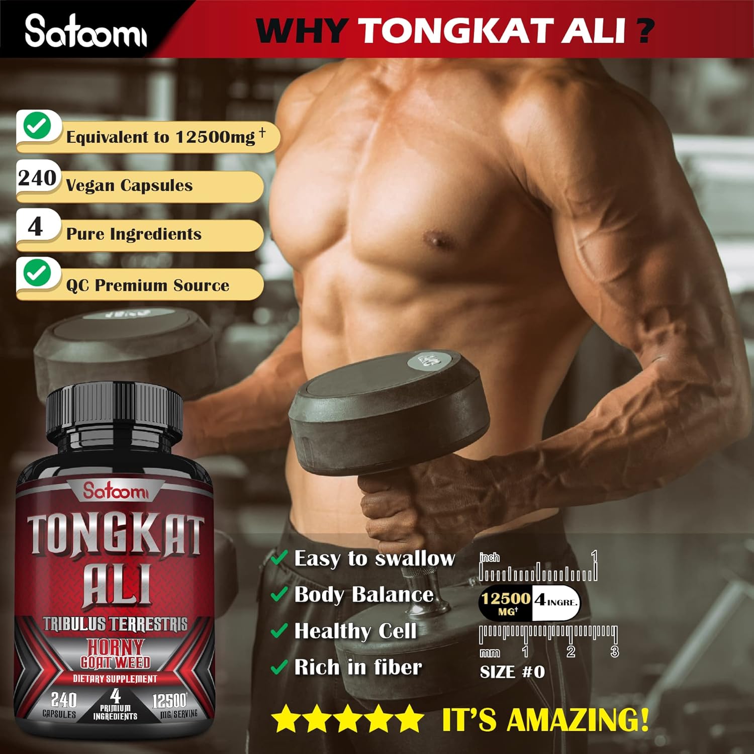 Buy Tongkat Ali 3001 Extract Supplement Boost Strength, Energy