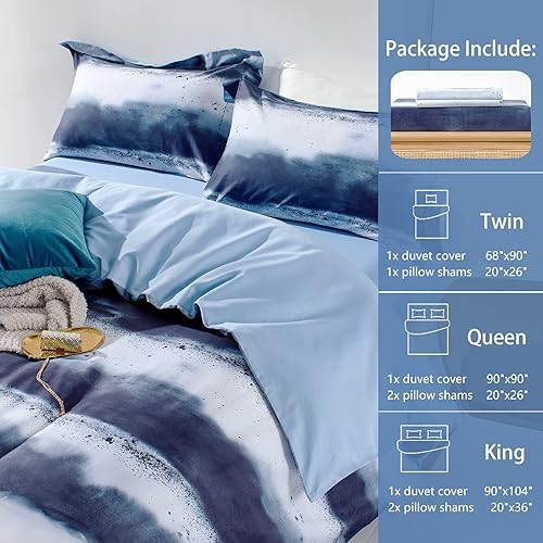 Miniatura 4 de MILDLY Juego de funda de edredón de algodón egipcio 100% con cierre de cremallera y 2 fundas de almohada, Angel, King