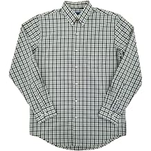 Mens Blue & White Plaid Hamilton Poplin Long Sleeve Button-Down Shirt