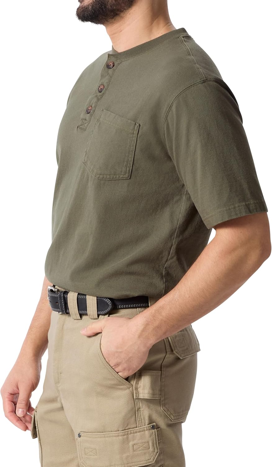 Duluth Trading Co Men's Longtail T Relaxed Fit Short Sleeve Pocket Henley
