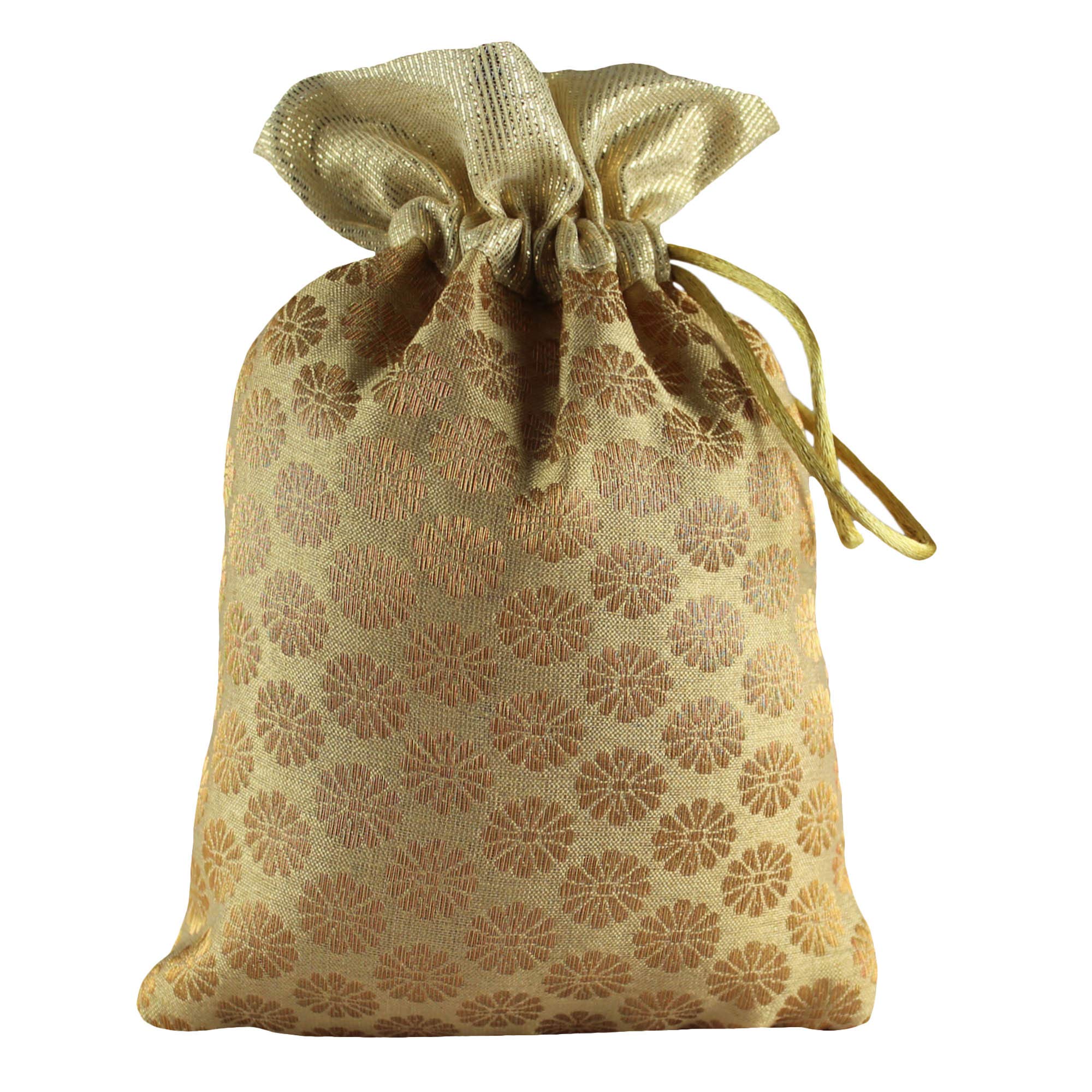 CraftyArt 25 Gift Pouch Beige Favors Potli Art Silk Bags Drawstring Wedding Party Christmas Baby Shower Favor Bag Gift Pouches 4" x 6.5"