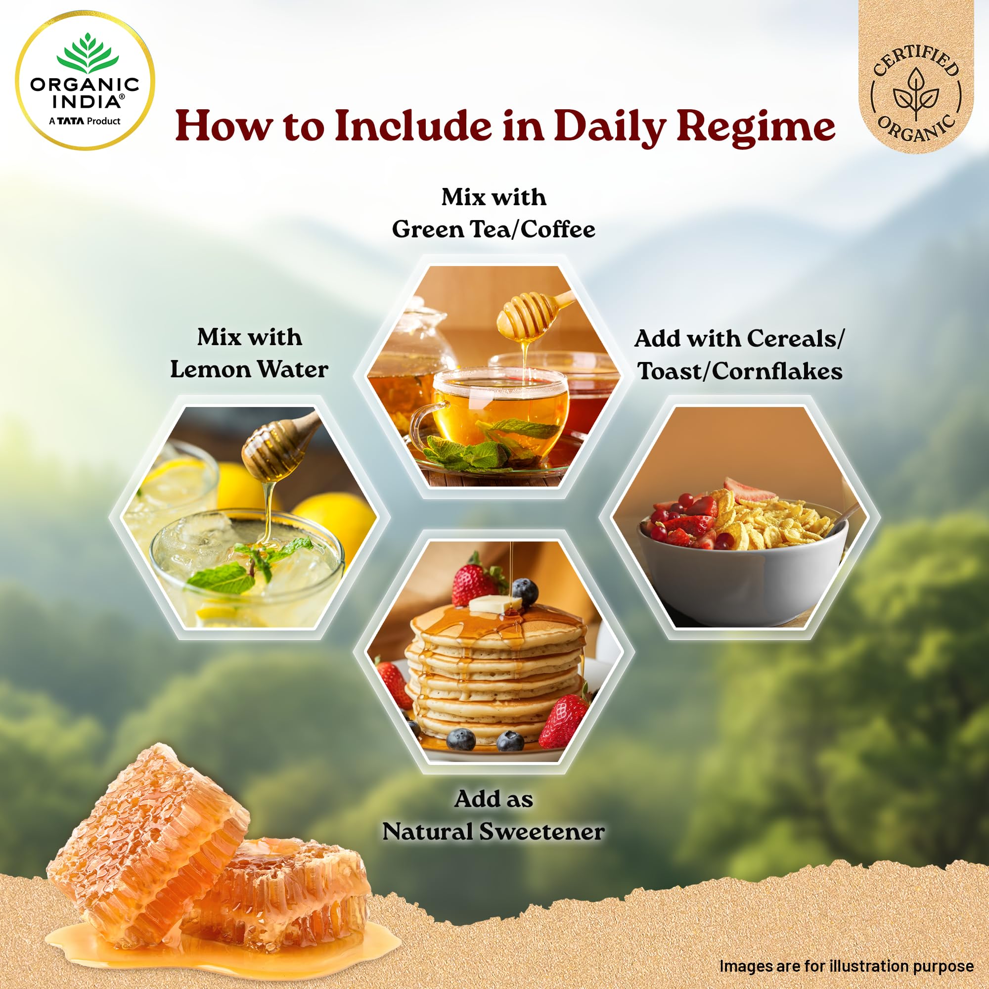 A TATA Product - Organic India Himalayan Multi Floral Honey - 500g | Raw & Unprocessed | Natural & Organic | Sourced from Shivalik Range | Rich in Nutrients & Antioxidants product image 8