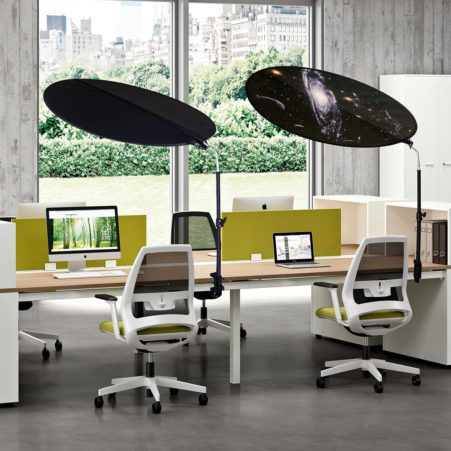 Office Cubicle and Desk Shade - Foldable 36" Circular Shading, Light-Proof Desk Canopy，Light Shade with Clamp and Rotatable Rod, Designed for Light Sensitive Workers image 2