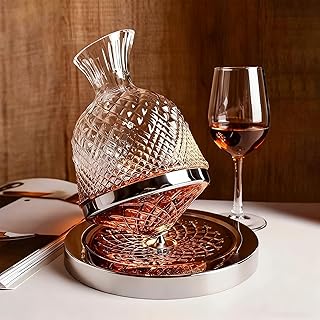 Wein Dekanter 360° drehbarer Dekanter,1500ML Rotweinkaraffe aus Bleifreie Kristallglas,Whisky Dekanter Geschenk für Weinliebhaber, Weihnachten Geschenke, Geschenke für Männer