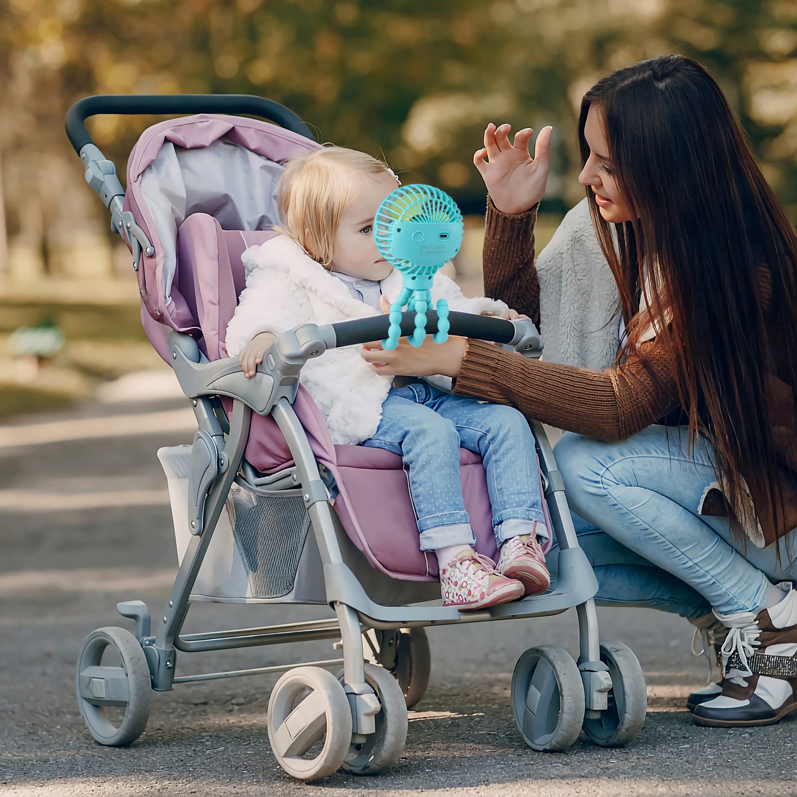 Portable Stroller Fan Personal rechargeable USB Fans With 5200mAh 3 Speeds Battery Small Baby Car Seat Mini Handheld Clip On Fan for Pram Crib Bike