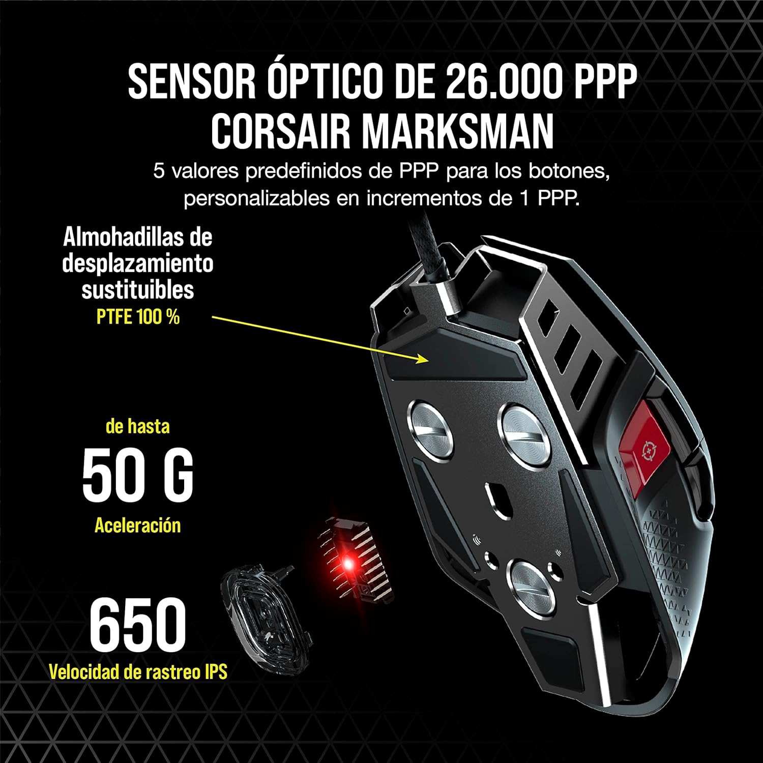 Corsair M65 RGB ULTRA Ratón para Juegos FPS Ajustable – Negro | CORSAIR MARKSMAN Sensor Óptico de 26 000 ppp, Interruptores Ópticos, Tecnología de Hiperprocesamiento AXON 5
