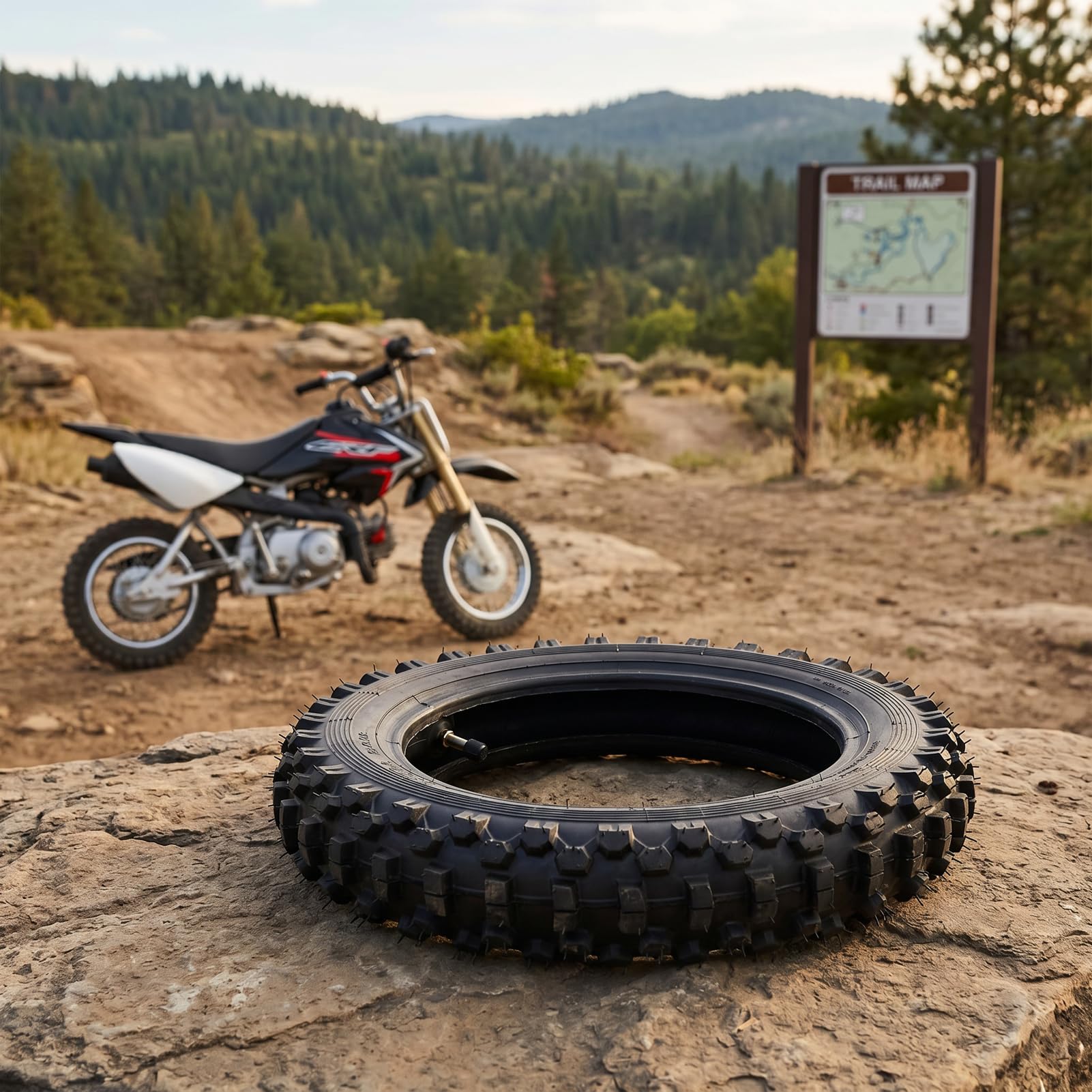 Neumático 2.50-10 con Cámara de Aire para Moto de Cross, Neumáticos Off Road de Caucho Butilo, Juego de Ruedas Antideslizantes, Diseño Engrosado Resistente al Desgaste para CRF50