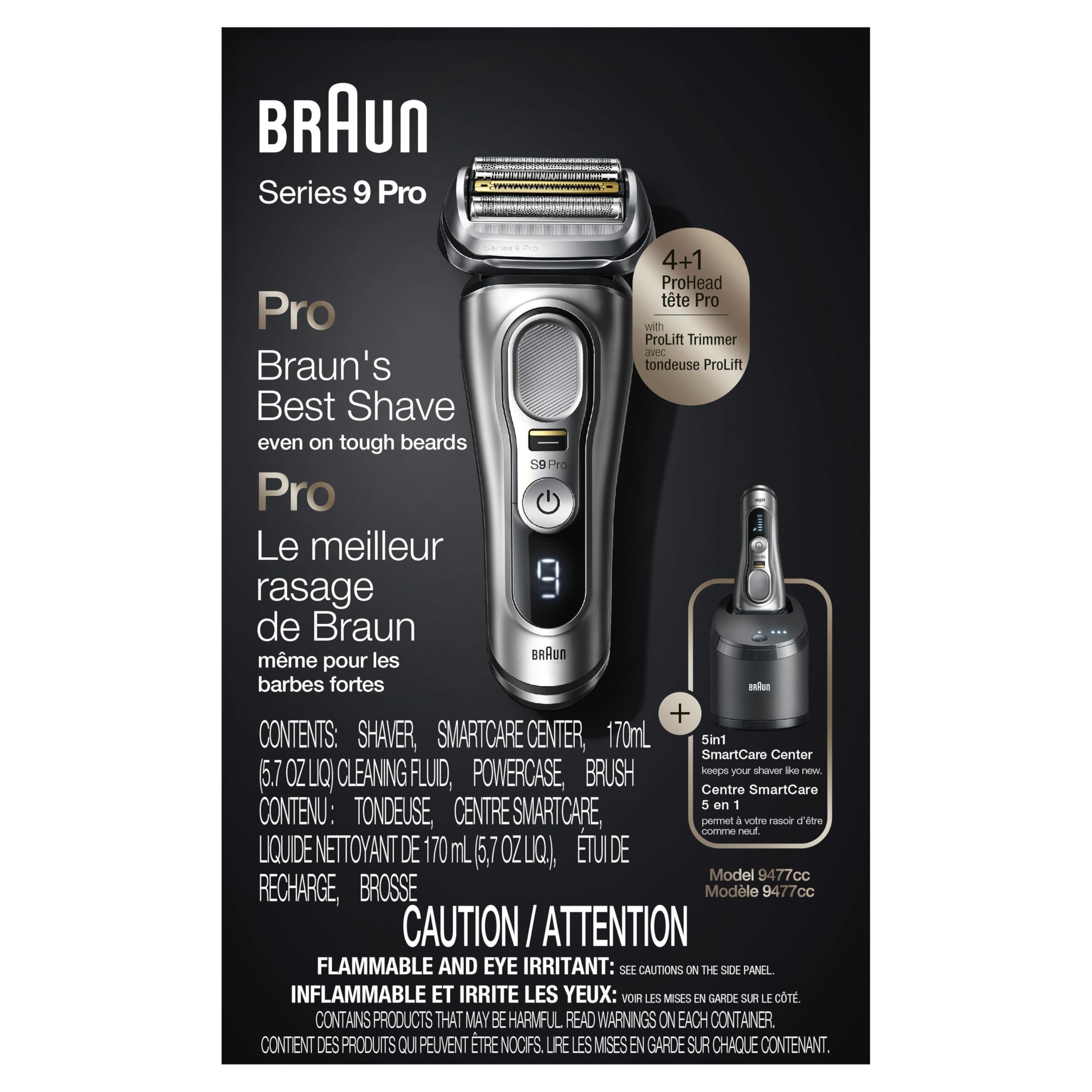 Braun Series 9 Pro 9477cc Wet & Dry Electric Razor for Men