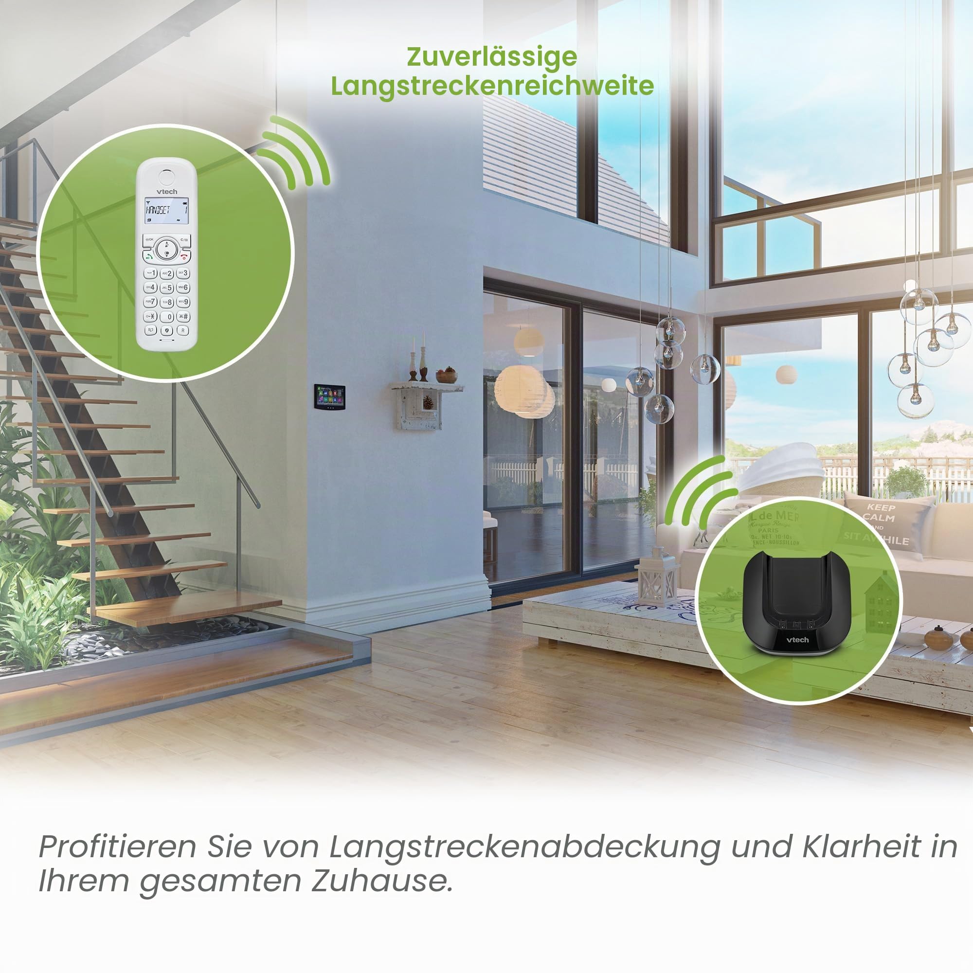 (Französische Fassung) VTech CS1501 Schnurloses DECT-Telefon mit Zwei Mobilteilen, Anrufsperre, Anruferkennung/Anklopfen, Freisprecheinrichtung, beleuchtetem Display und beleuchteter Tastatur