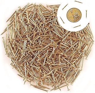 newlng 500PCS Small Nail Round Head Tiny Nails String Art Nails Hand-Made Hardware Accessories Fasteners Mini Nail 1.5 X 15mm/0.06"X0.6"(DXL) Golden