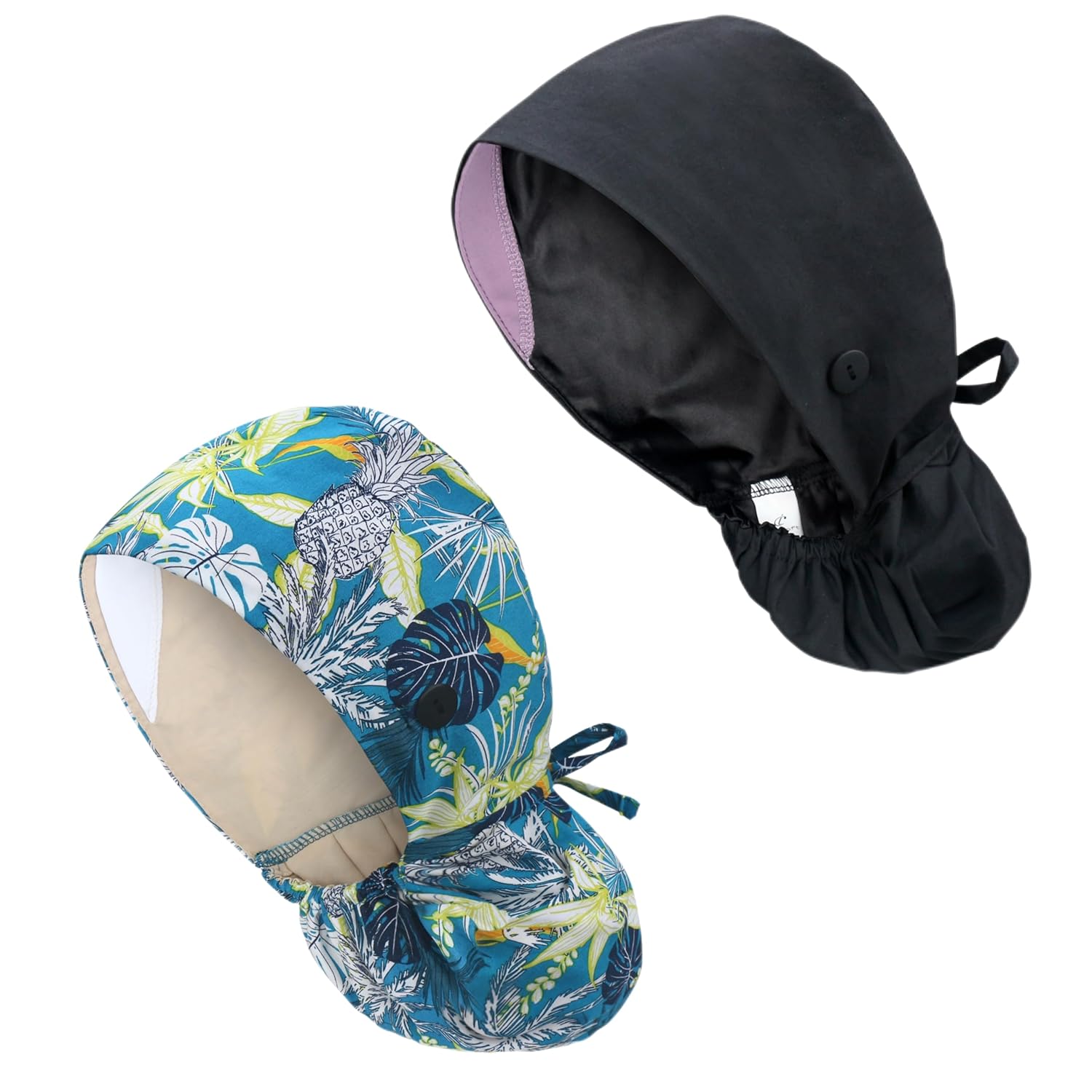 IRIS CRAFT Adjustable Cotton Scrub Cap with Button Cotton-Lined Working Cap Sweatband Elastic Bandage Tie Back One Size