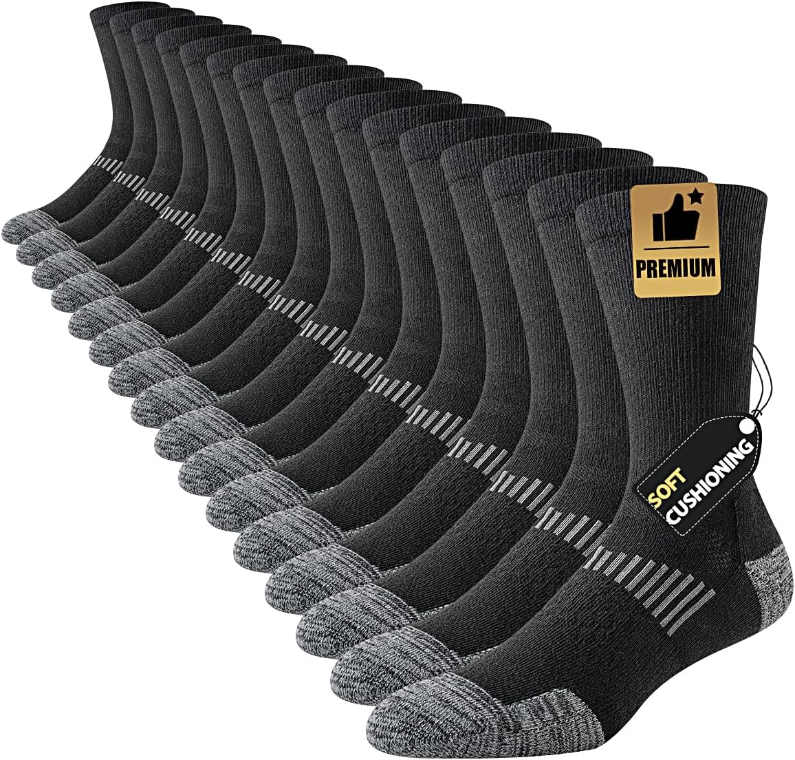 JOYNÉE 8 Pairs Mens Casual Breathable Crew Athletic Calf Socks Long Cushion Work Socks for Workout Sports