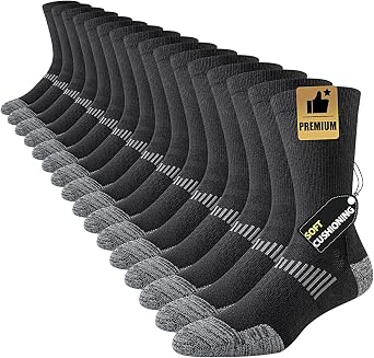 JOYNEE 8 Pairs Mens Casual Breathable Crew Athletic Calf Socks Long Cushion Work Socks for Workout Sports