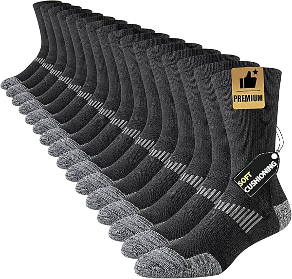 JOYNÉE 8 Pares Calcetines Casuales de Hombre, Deportivos de Caña Alta, Transpirables, con Amortiguación para Trabajo y Ejercicio