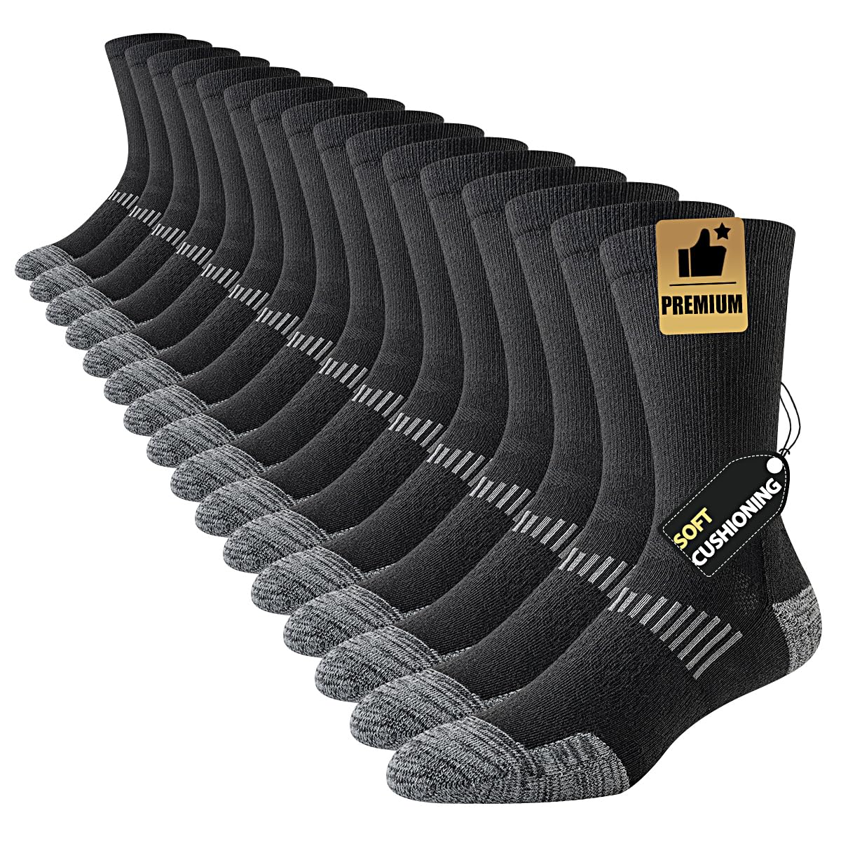 JOYNÉE 8 Pairs Mens Casual Breathable Crew Athletic Calf Socks Long Cushion Work Socks for Workout Sports