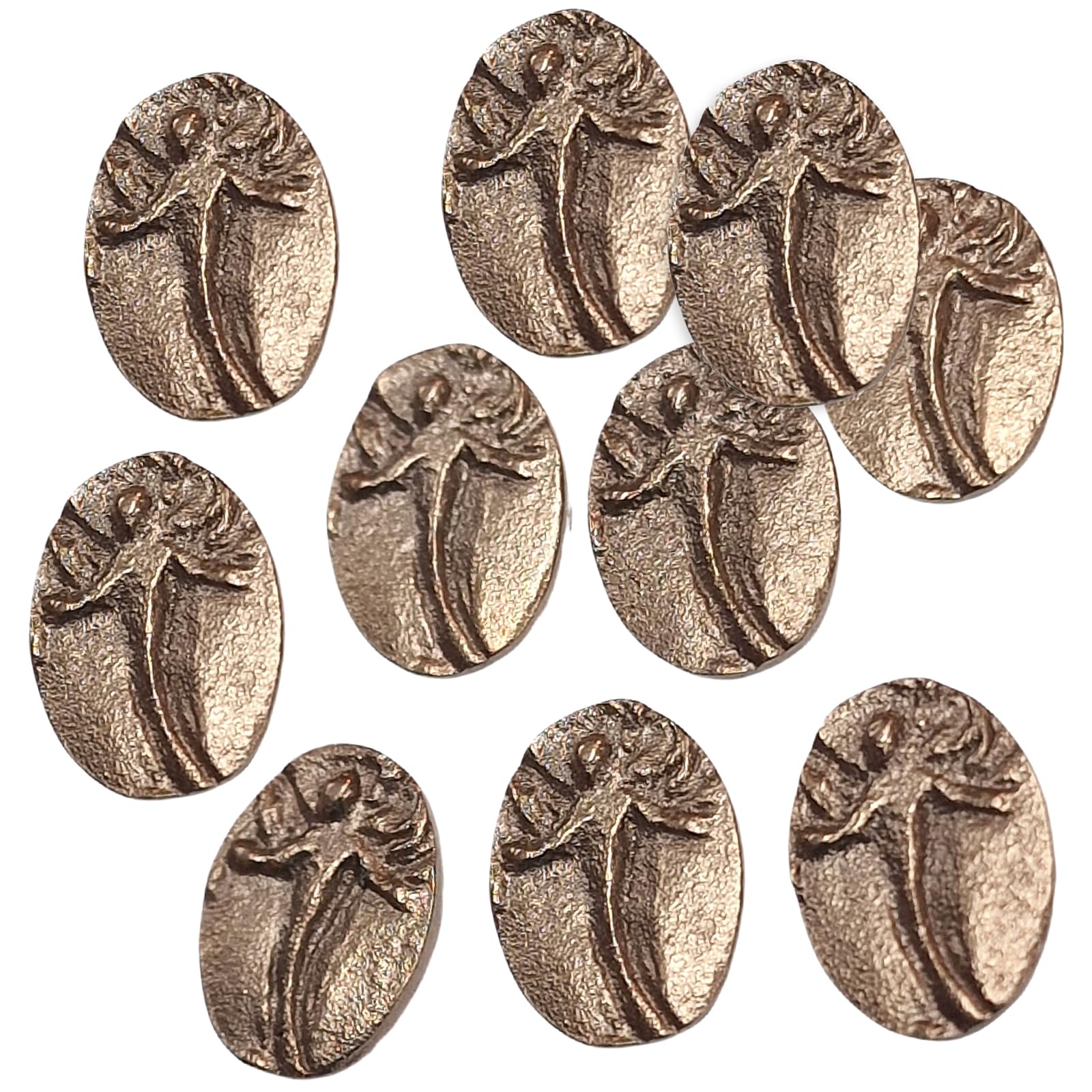 Herzmensch 10 Stück kleine Glücksbringer Engel Massive Bronze Schutzengel Münzen 1,8 x 2,3 cm