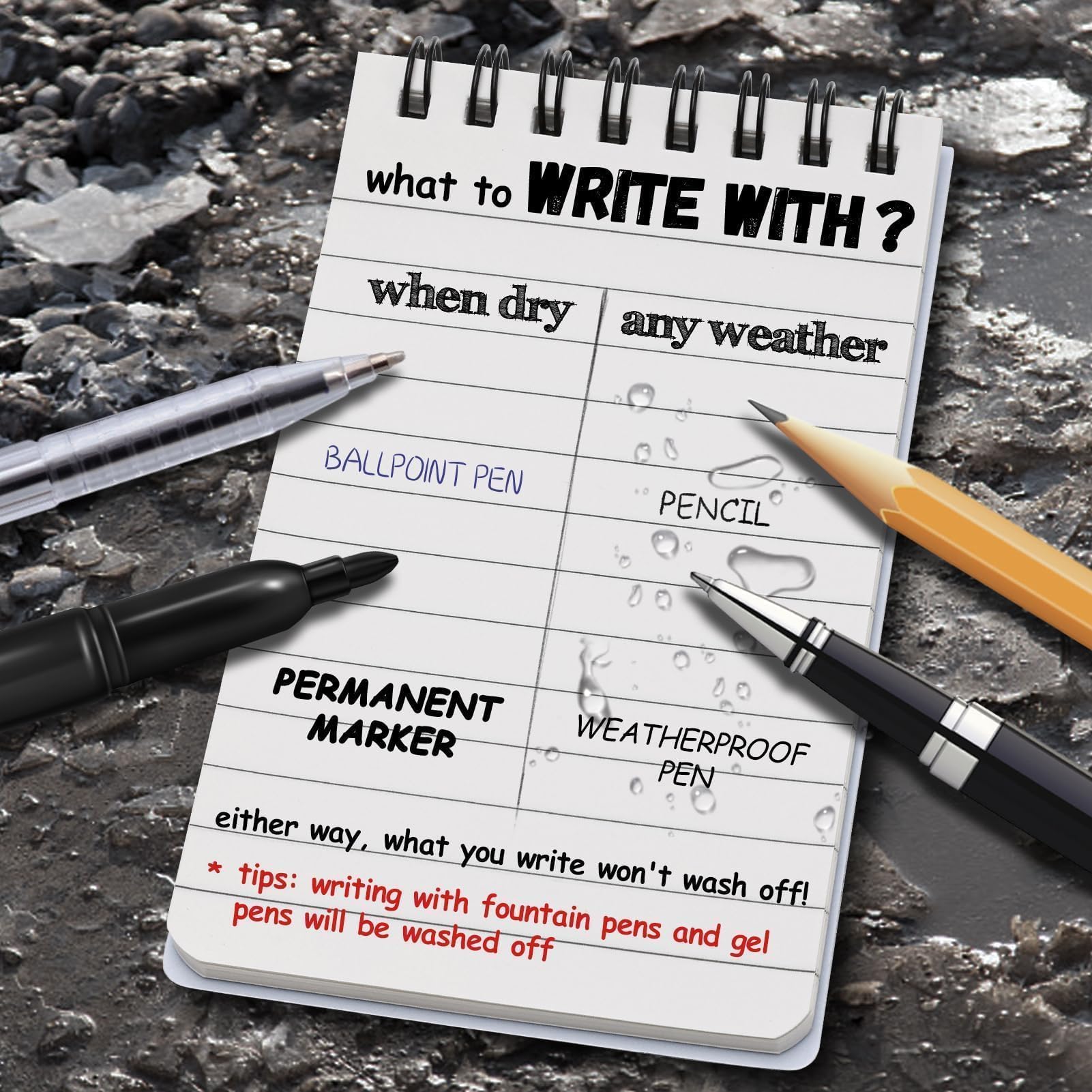 4pcs Waterproof Notebook, Mini Pocket Notepads, 3x5in All Weather