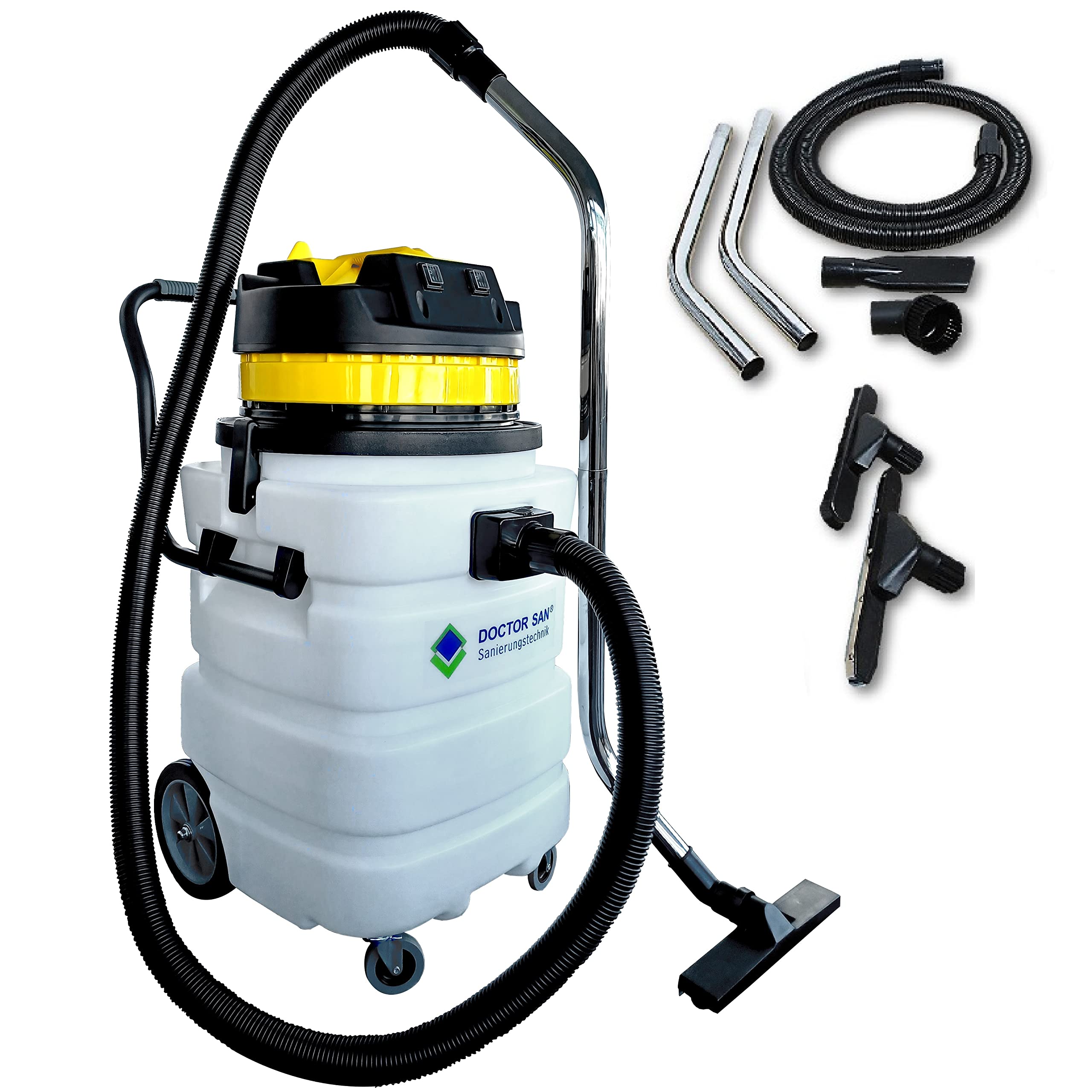 Doctor San - Sanierungstechnik Nasssauger Wassersauger Industriestaubsauger 90L Kunststofftank 2000W beutellos Abflussschlauch