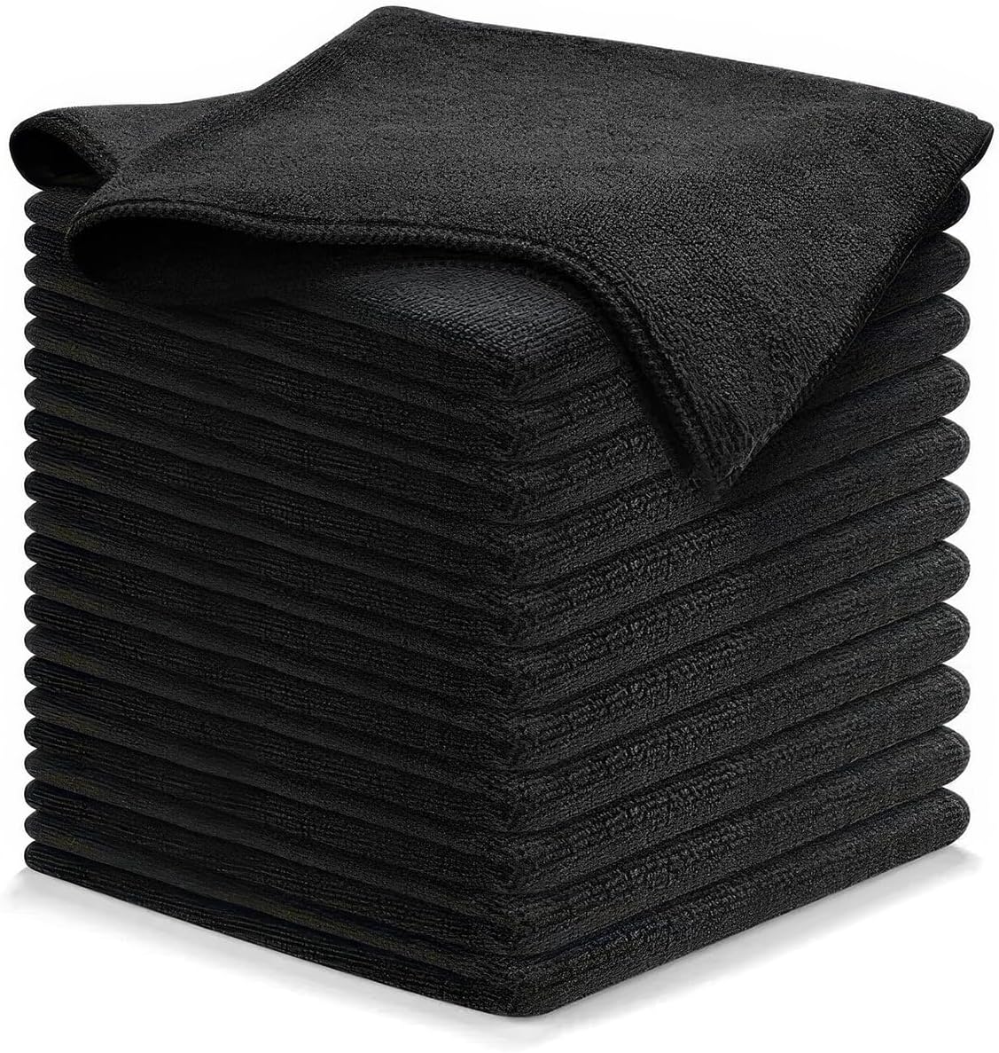12 Pieces Microfibre Cloths, 32 x 32 cm Microfibre Cloths, Car Drying Towels, Reusable Microfibre Cleaning Cloths, Super Absorbent, Car Cleaning Cloths for Home, Kitchen, Black