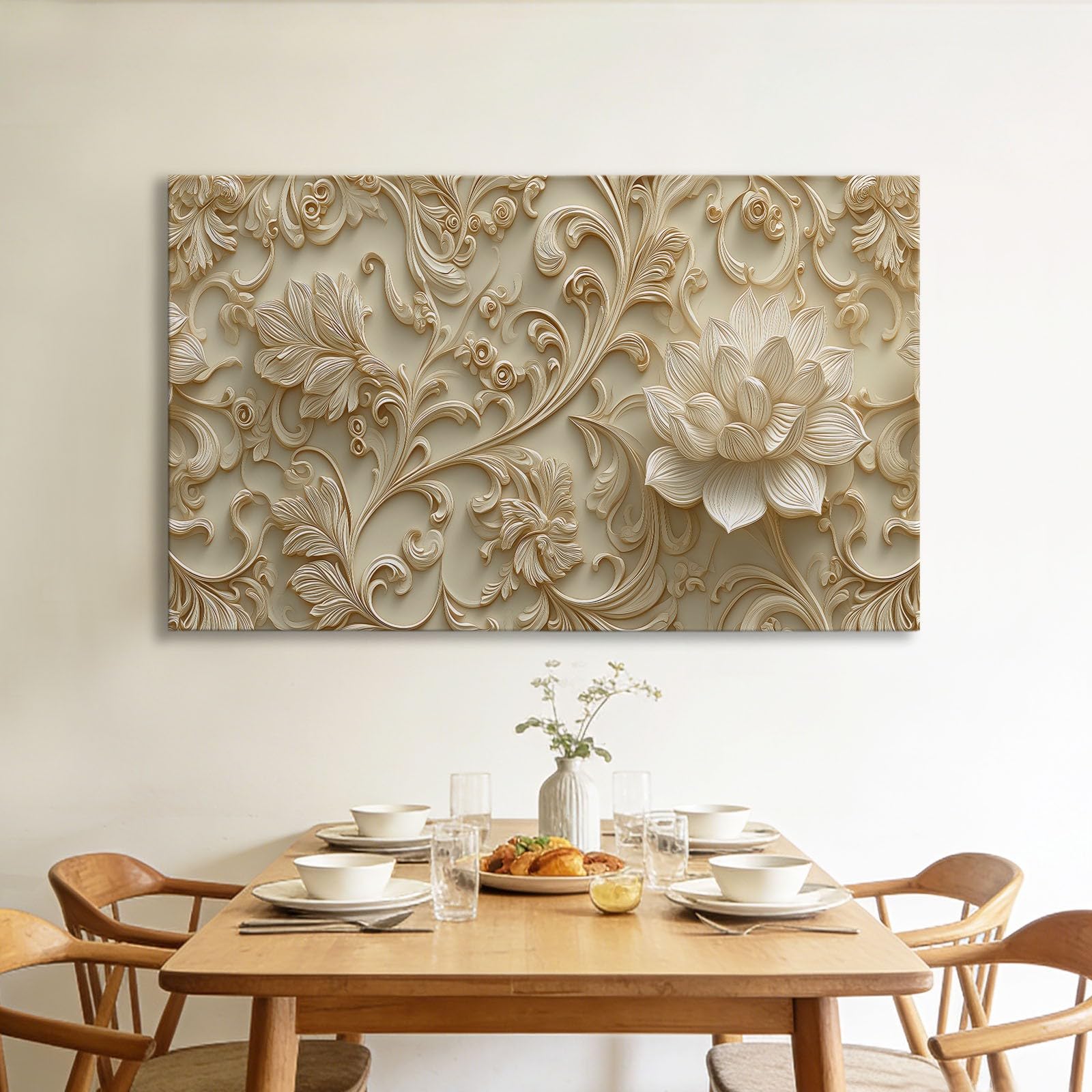 Genérico Cuadros en Lienzo con Marco Relieves Flores Vides 70x50cm Cuadro Decoracion, Arte para Pared, Laminas Decorativas Grande XXL para Dormitorio Salon Baño Pasillo Hogar