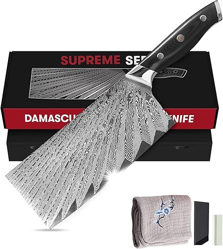 Miniatura 8 de Master Maison Cuchillo de filete de acero de Damasco de 6 pulgadas con mango de espiga completa, funda, piedra de afilar, caja de almacenamiento