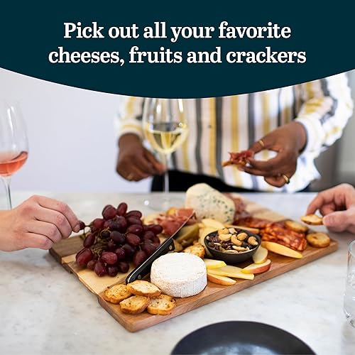 Miniatura 4 de Libbey Juego de 4 tablas de queso Acaciawood de Acaciawood, tabla redonda de charcutería con cúpula de cristal, cuchillo y cuencos, tablas de