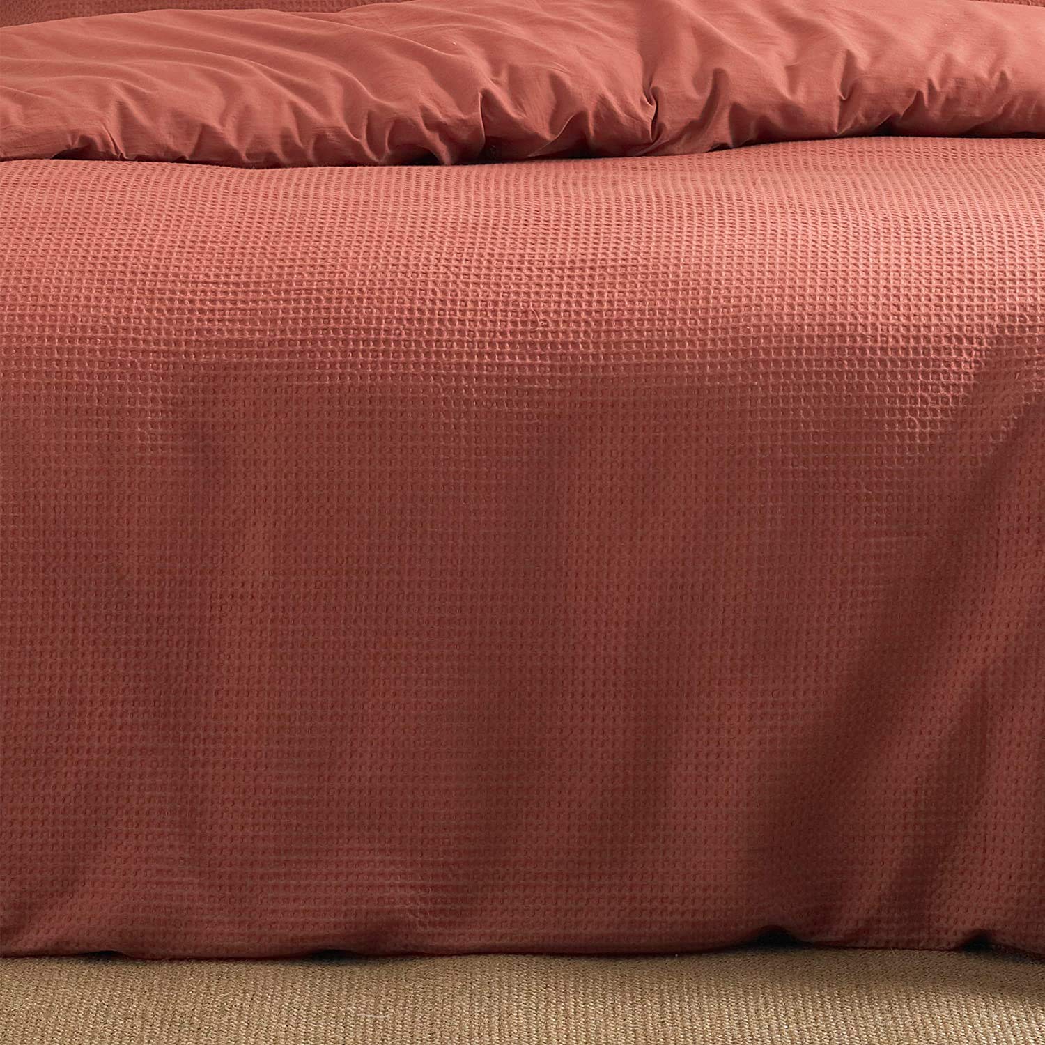 Riva Paoletti Pościel, Zestaw Poszewek na Kołdrę w Rozmiarze King Size, Tekstura Splotu Waflowego, 2 Poszewki na Poduszki z Tkaniny Oxford w Zestawie, 100% Bawełna, Można Prać w Pralce, 228 x 218 cm
