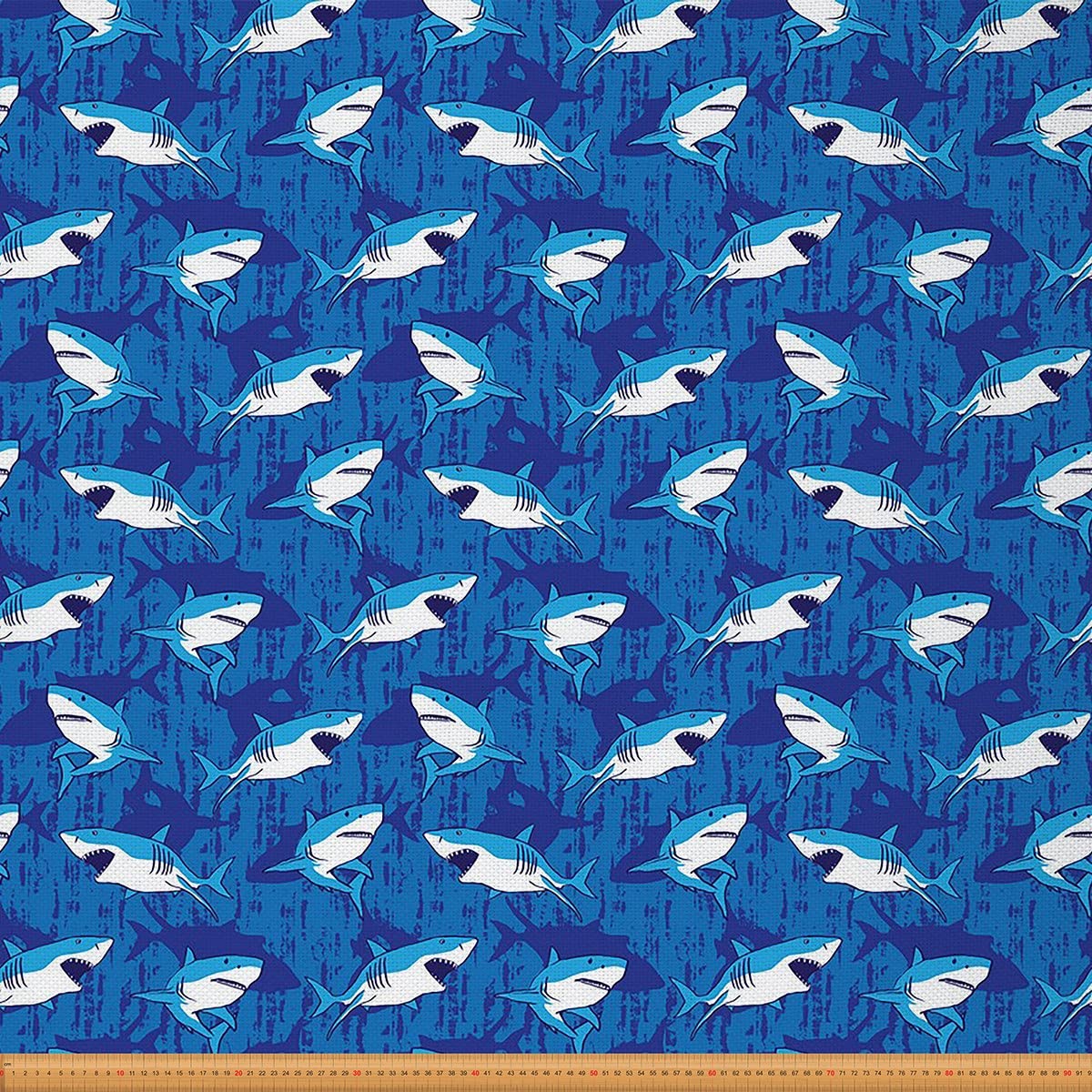 Shark Indoor Outdoor Fabric Cartoon sea Animal Fabric by The Yard Nautical Underwater World Oasis Upholstery Fabric Ocean Life Decorative Fabric DIY Craft Patchwork Fabric Blue White 10 Yards