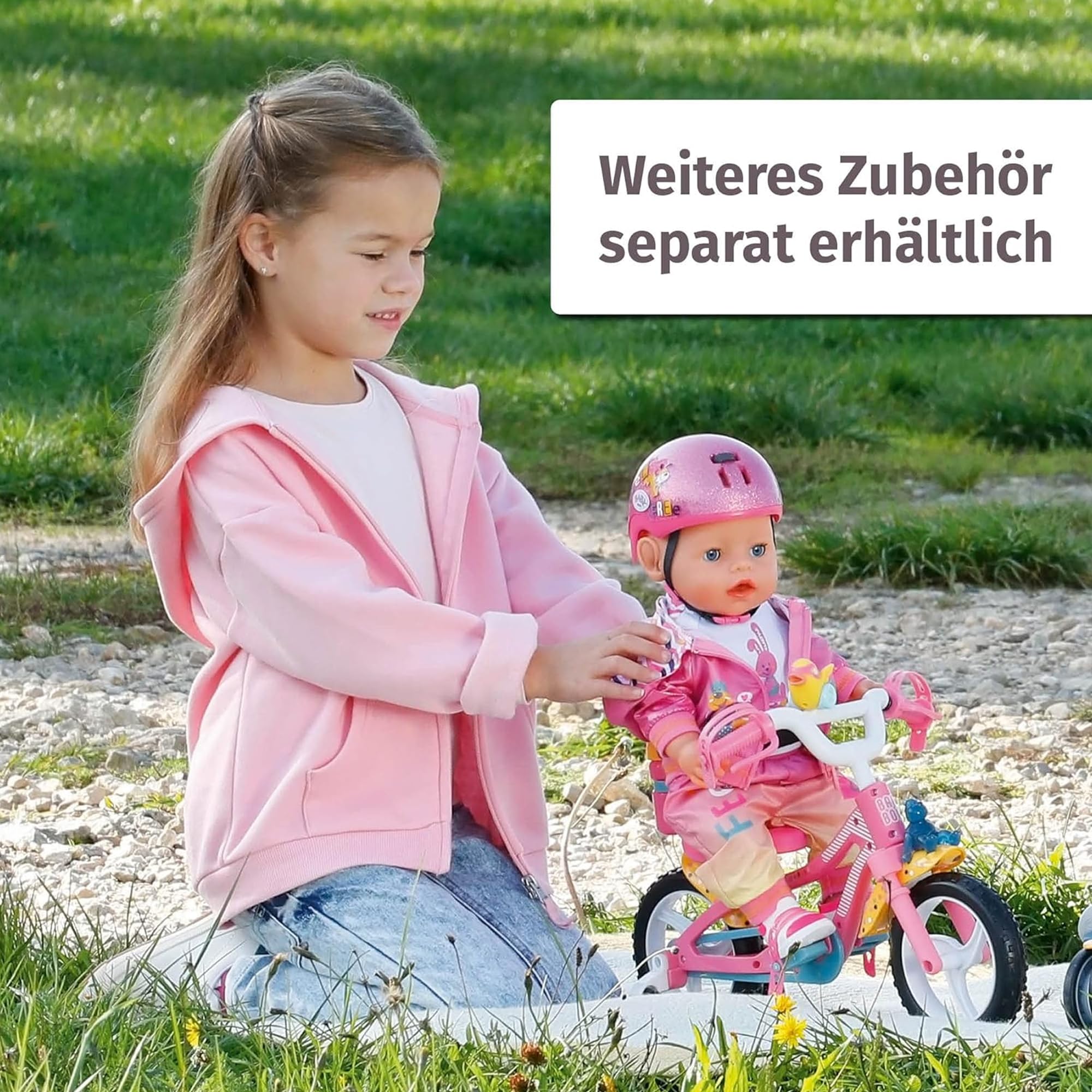 BABY born 835876 Strój kolarski z rękawiczkami i pasującymi okularami przeciwsłonecznymi dla lalek 43 cm - odpowiedni dla dzieci w wieku od 3 lat