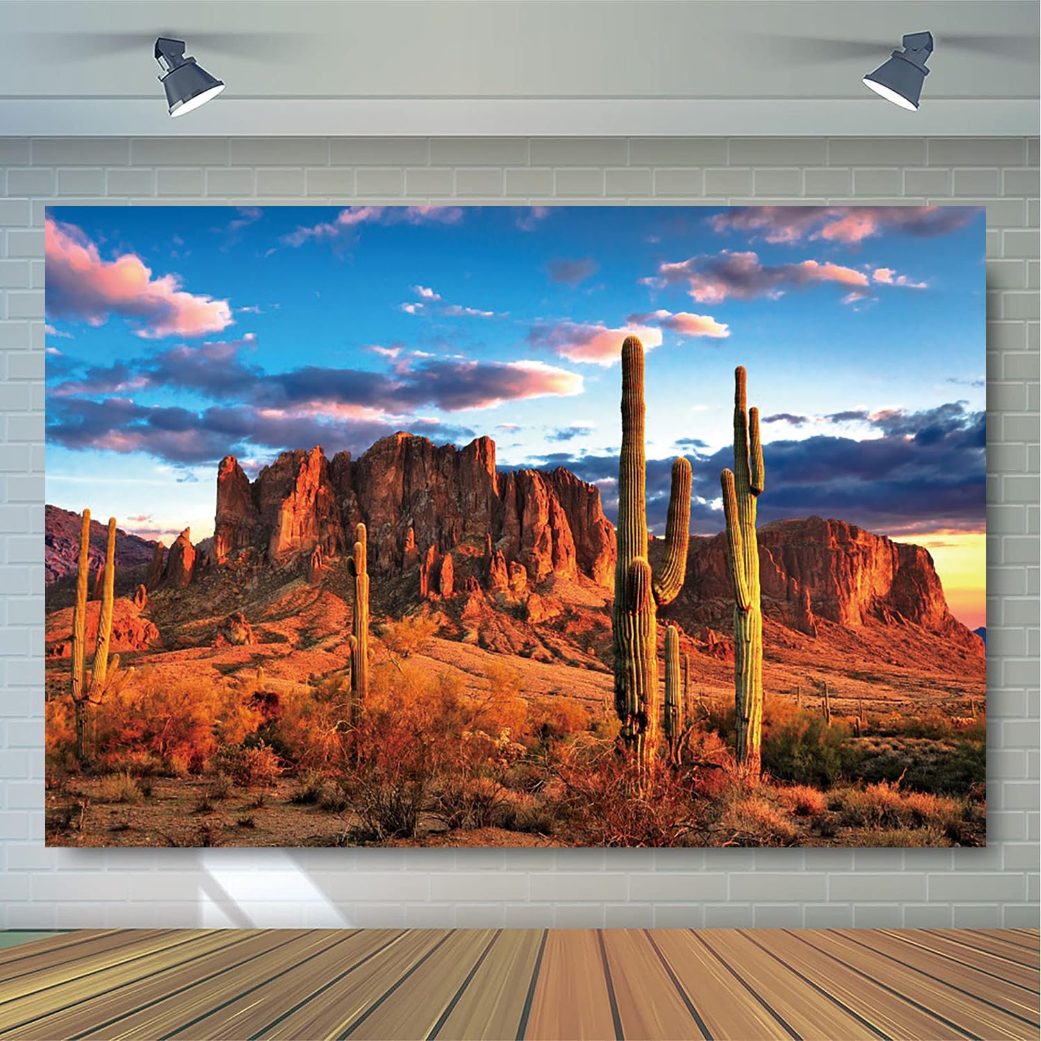 GKLEASG 7x5ft Arizona Desert Backdrop Wild Westen Landscape Scnenry Cactus Blue Sky Background Nature West Mountains Party Supplies Photography Decoration Studio Props