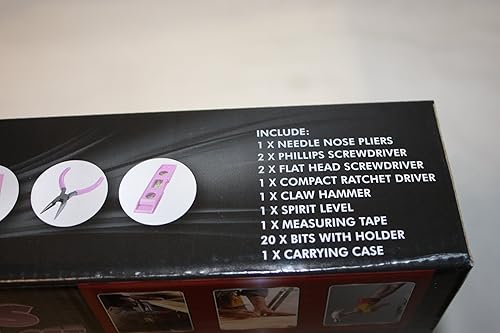 Miniatura 4 de Juego de herramientas de acero al carbono de 30 piezas, color rosa, perfecto para trabajos pesados (BONUS caja portátil)