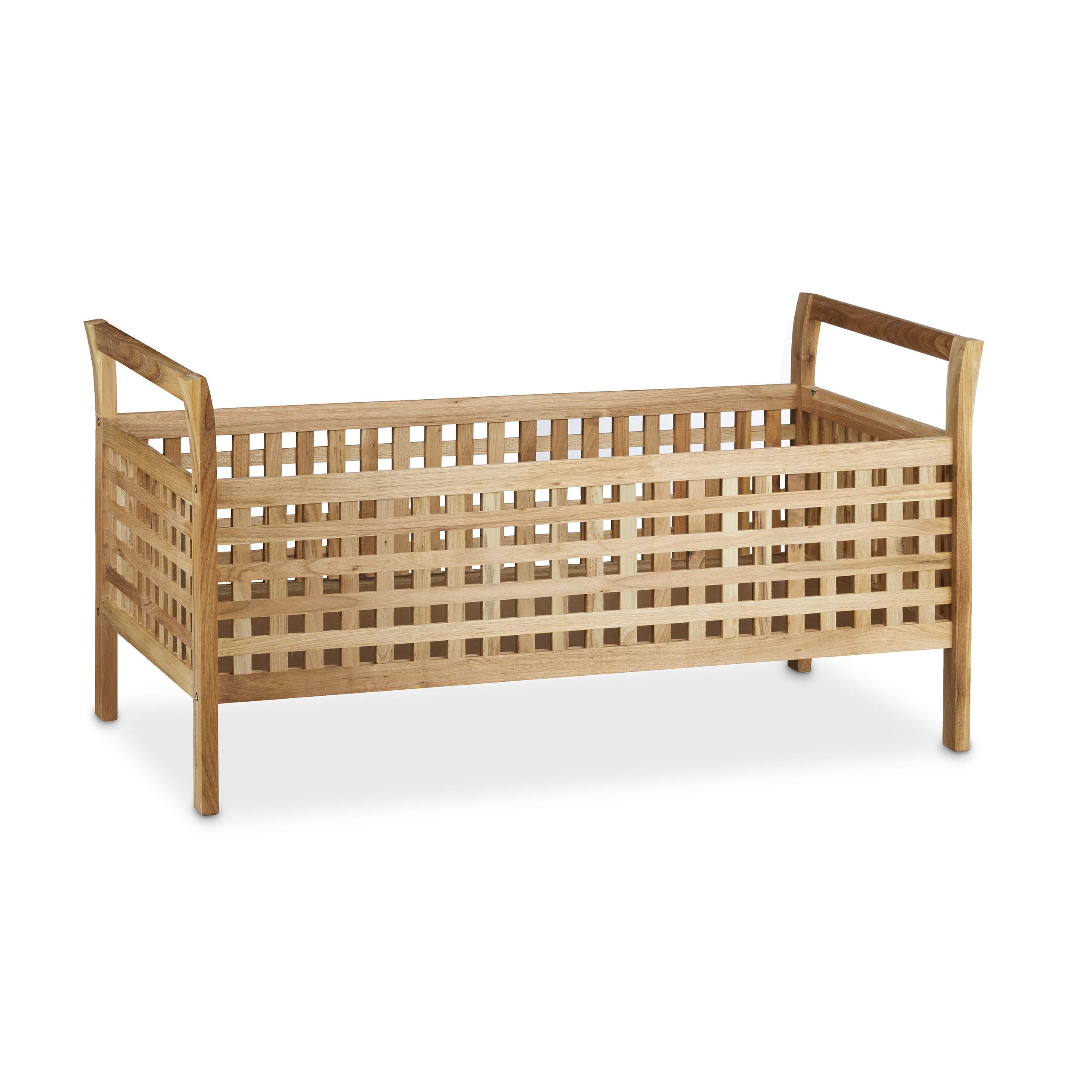 Relaxdays Cassapanca Contenitore, Panca in Legno, Cuscino, Camera da Letto, Ingresso, Porta Giochi, Naturale Bianco, Lino, Marrone, 1