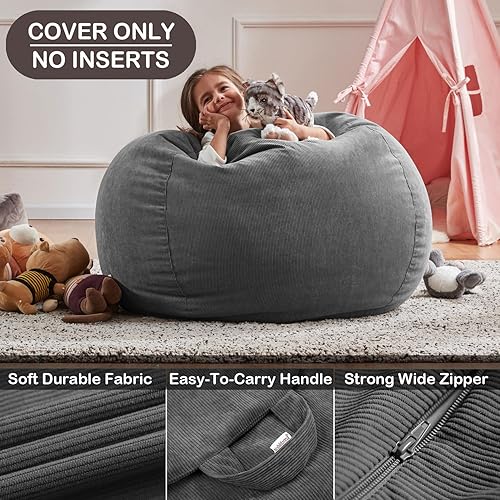 Miniatura 115 de Nobildonna - Funda para silla de puf (relleno sin relleno) de nido de pájaro para niños y adultos. Puf extra grande para almacenamiento de animales