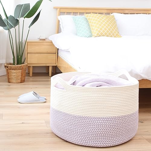 Miniatura 10 de Sea Team XXXL - Cesta de cuerda de algodón, cesta de almacenamiento grande tejida para cuarto de bebé, canasta de lavandería, canasta de manta jumbo