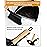 MR.SIGA Dustpan and Brush Set, Portable Cleaning Brush and Dustpan Combo with Bamboo Handle, Black, 1 Set