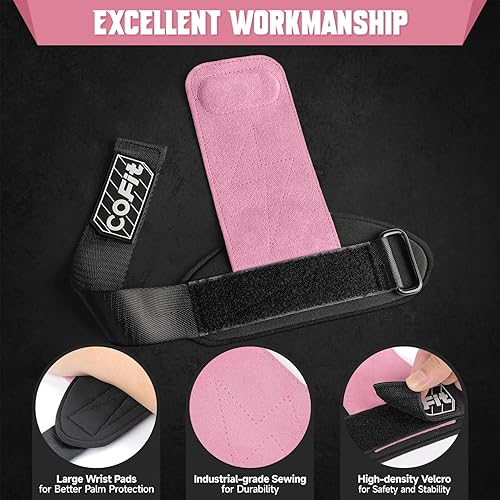 Miniatura 4 de COFIT Correas de muñeca para levantamiento de pesas, muñequeras de entrenamiento con cuero Oxford de doble capa, agarre mejorado para una protección