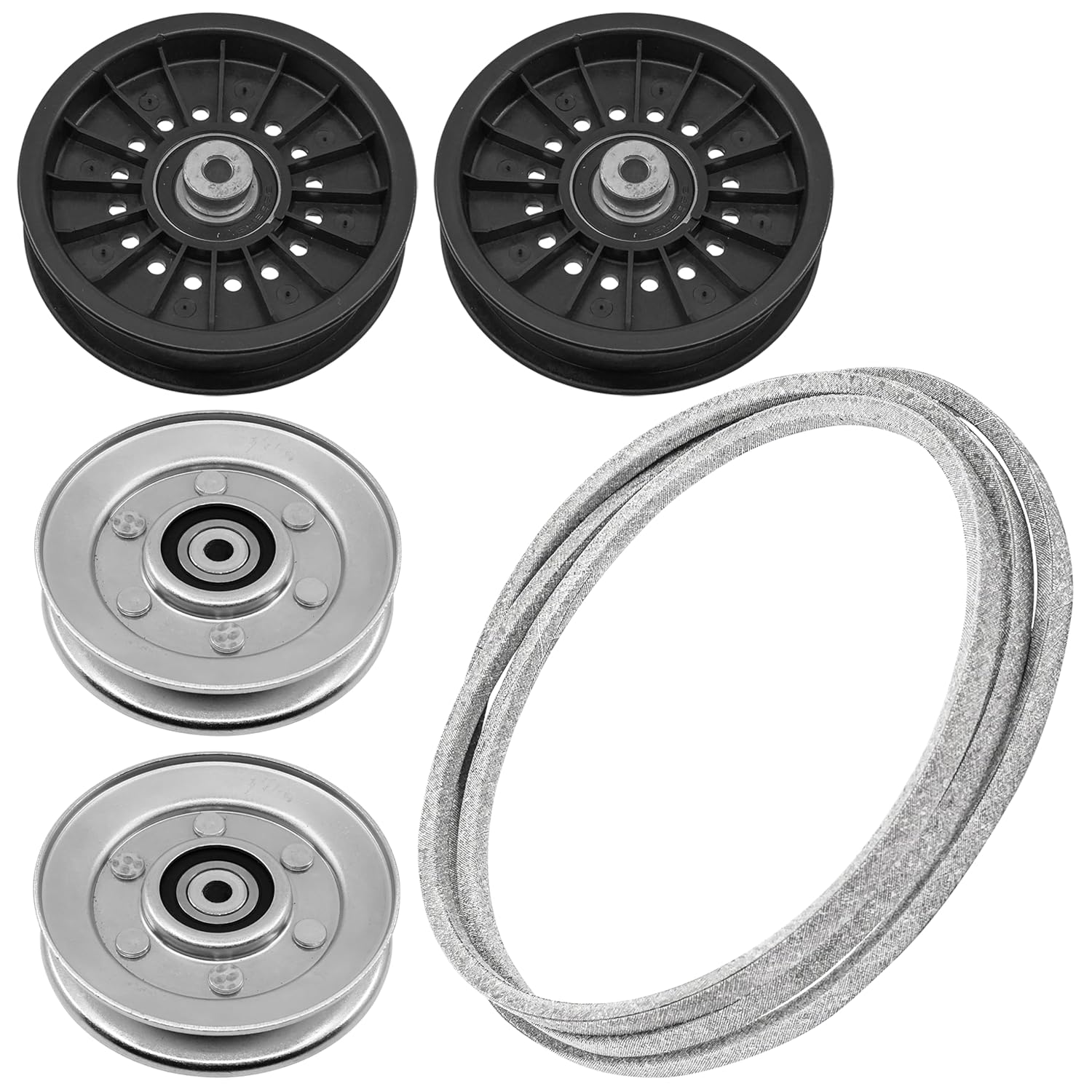 Caltric Pulleys with Drive Belt Compatible with John Deere EZTRAK Z435 Z445 Z465 Z625 Z645 Z655