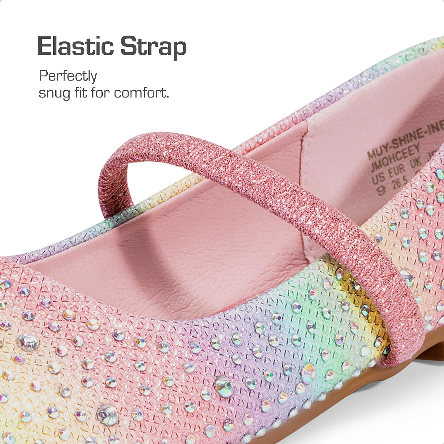 DREAM PAIRS Toddler Girls Dress Shoes Mary Jane Ballet Flats, Flower Girl Shoes with Rhinestone, Slip-on Toddler Mary Jane Flats