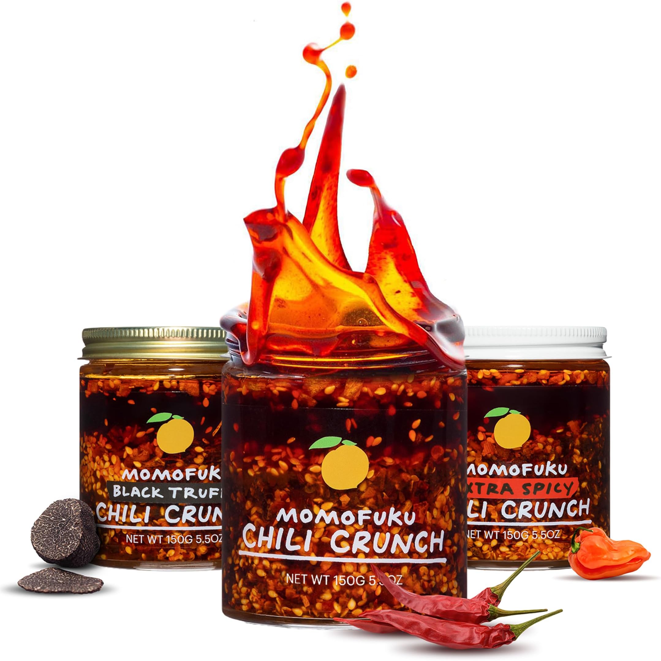 Momofuku Chili Crunch Variety Pack by David Chang, 3 Pack (5.5 Ounces Each), Crunchy Garlic and Shallot Oil, Spicy Chili Crisp Sauce or Ramen Topping