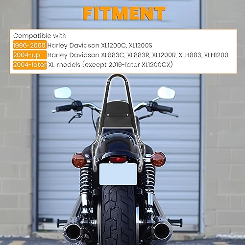 Miniatura 2 de Cojín de respaldo de pasajero, con barra de apoyo, para Harley Sportster XL, XLH, 883, 1200, color negro