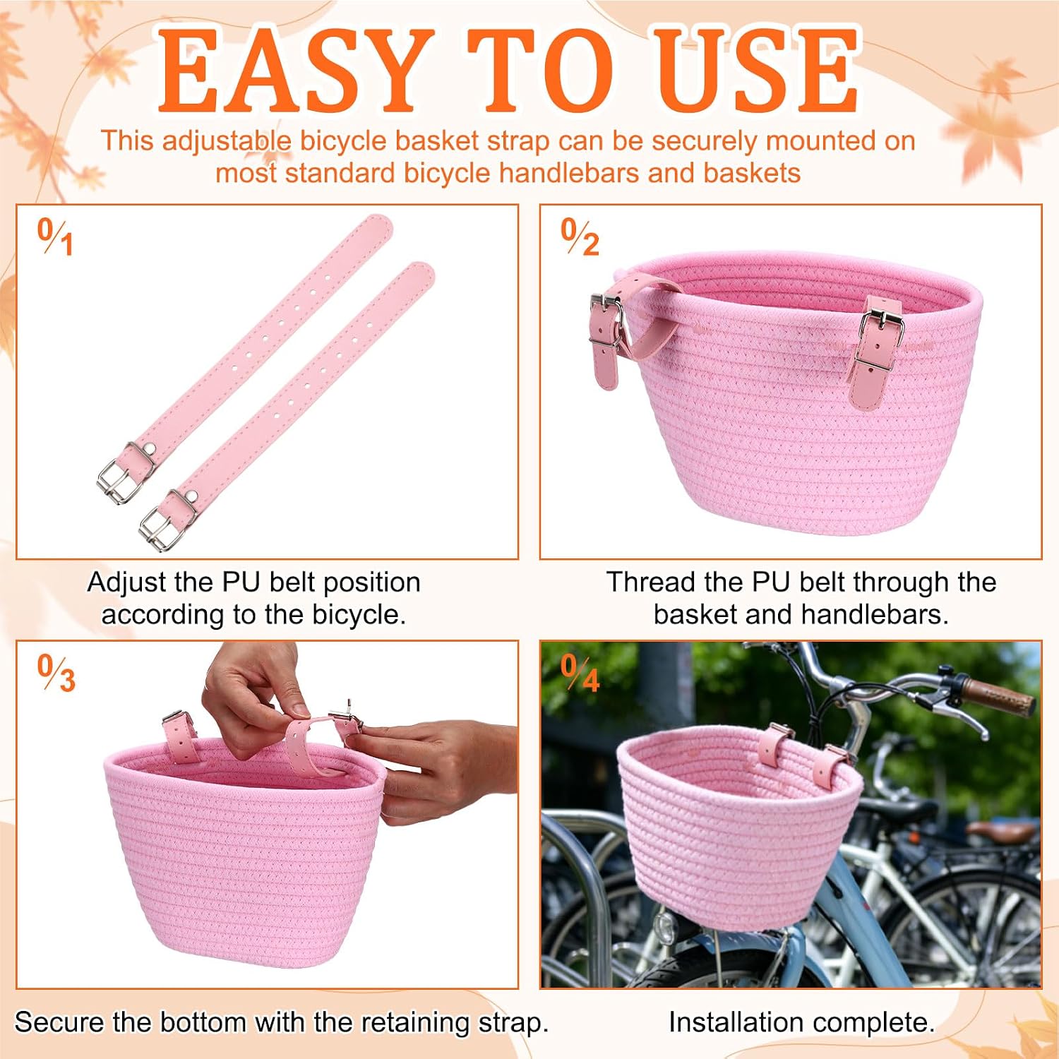 Bicycle Basket Strap Adjustable Bike Front Baskets Straps
