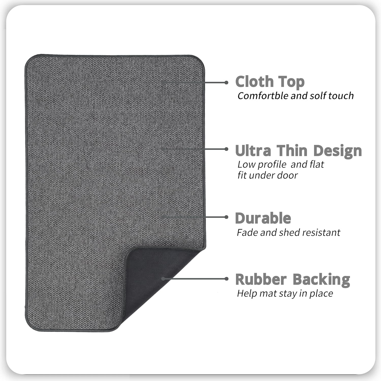 Bathroom Rugs Set 2 Pieces,Thin Bathroom Mats,Toilet Rugs,Quick Dry,Non-Slip,Machine Washable,Low Pile,Absorbent Bath Mats,Shower,Sink,Home Decor Accessories.Dark Grey,1'5"x2'3"+1'8"x2" U Shape - Image 2
