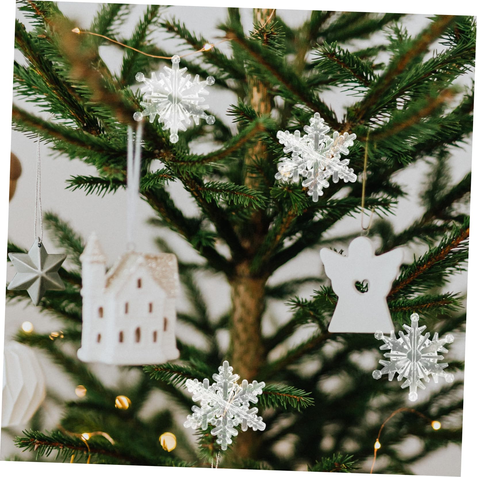 IMIKEYA 80 STK Schneeflocke Aus Plastik Klare Ornamente Weihnachtliche Dekoration Christbaumschmuck Schneeflocke Zum Aufhängen An Der Wand Weihnachtsbaum Hängende Transparent