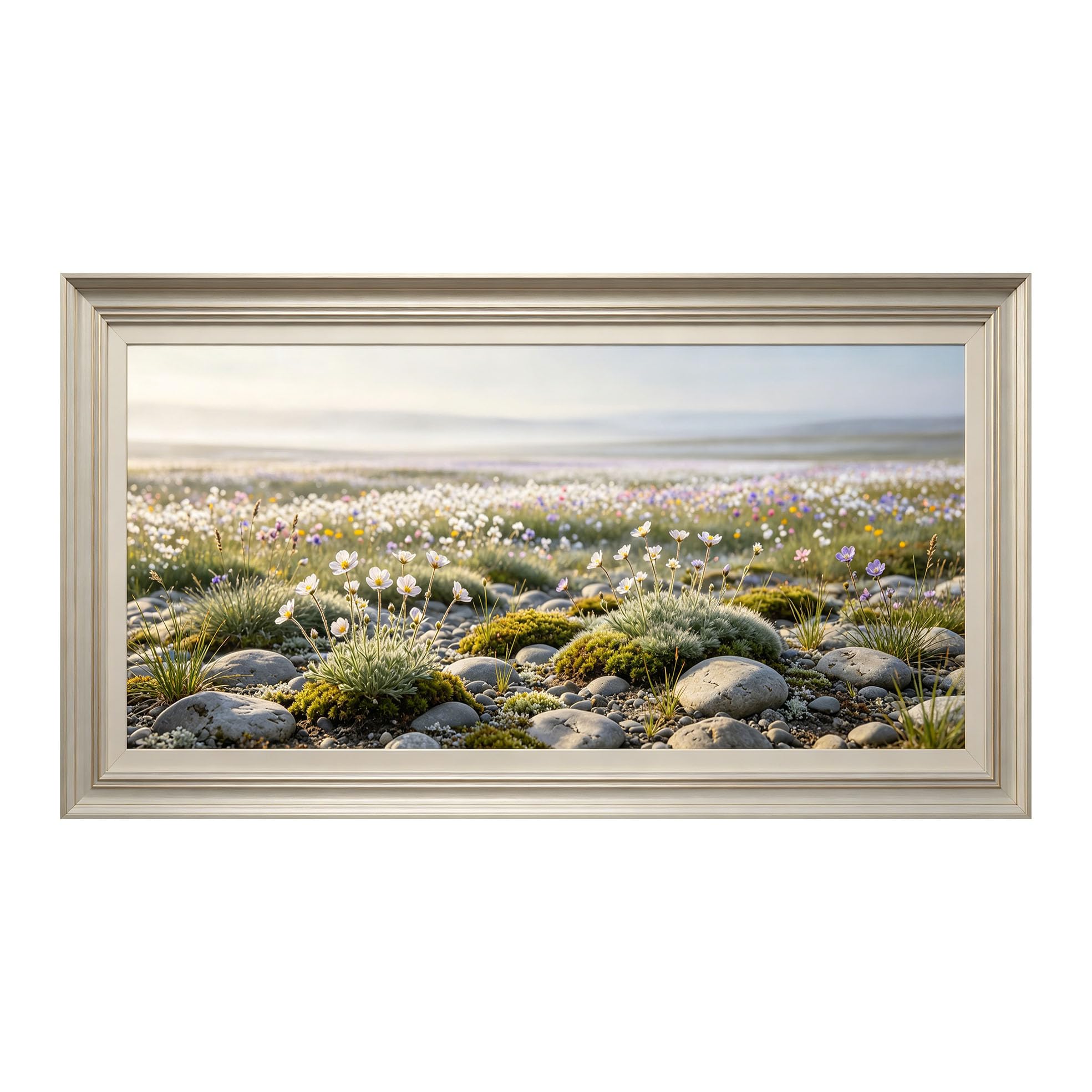 Yzpallescene 3D Framed Wall Art 50cm×100cm Wildflower Meadow Botanical Landscape Watercolor Large Size SelfAdhesive Removable Wall Decor Prints Artwork for Living Room Bedroom Office
