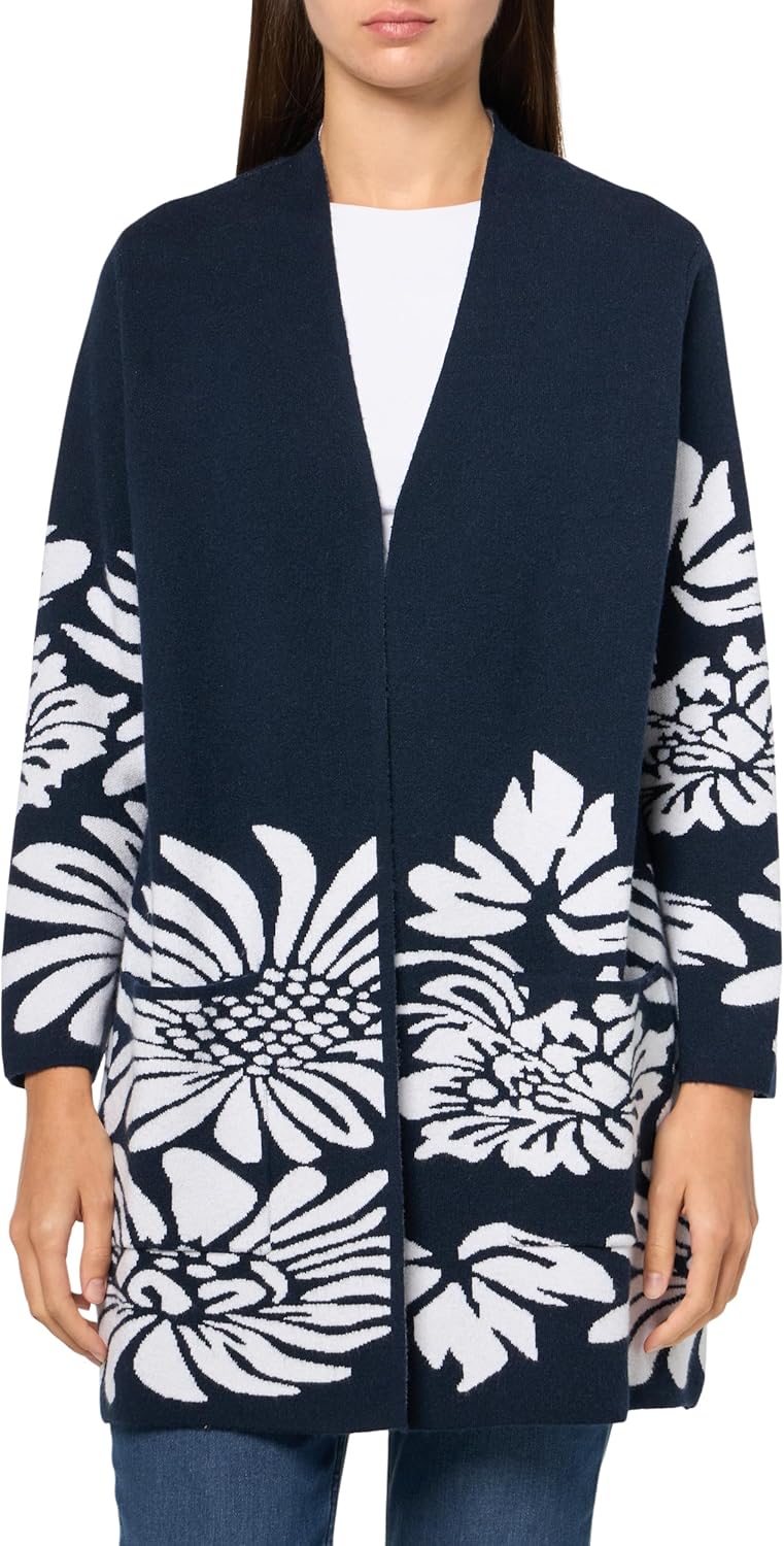 MULTIPLES Women's Three Quarters Sleeves Two-Pocket Open Front Shawl Collar Sweater Cardigan