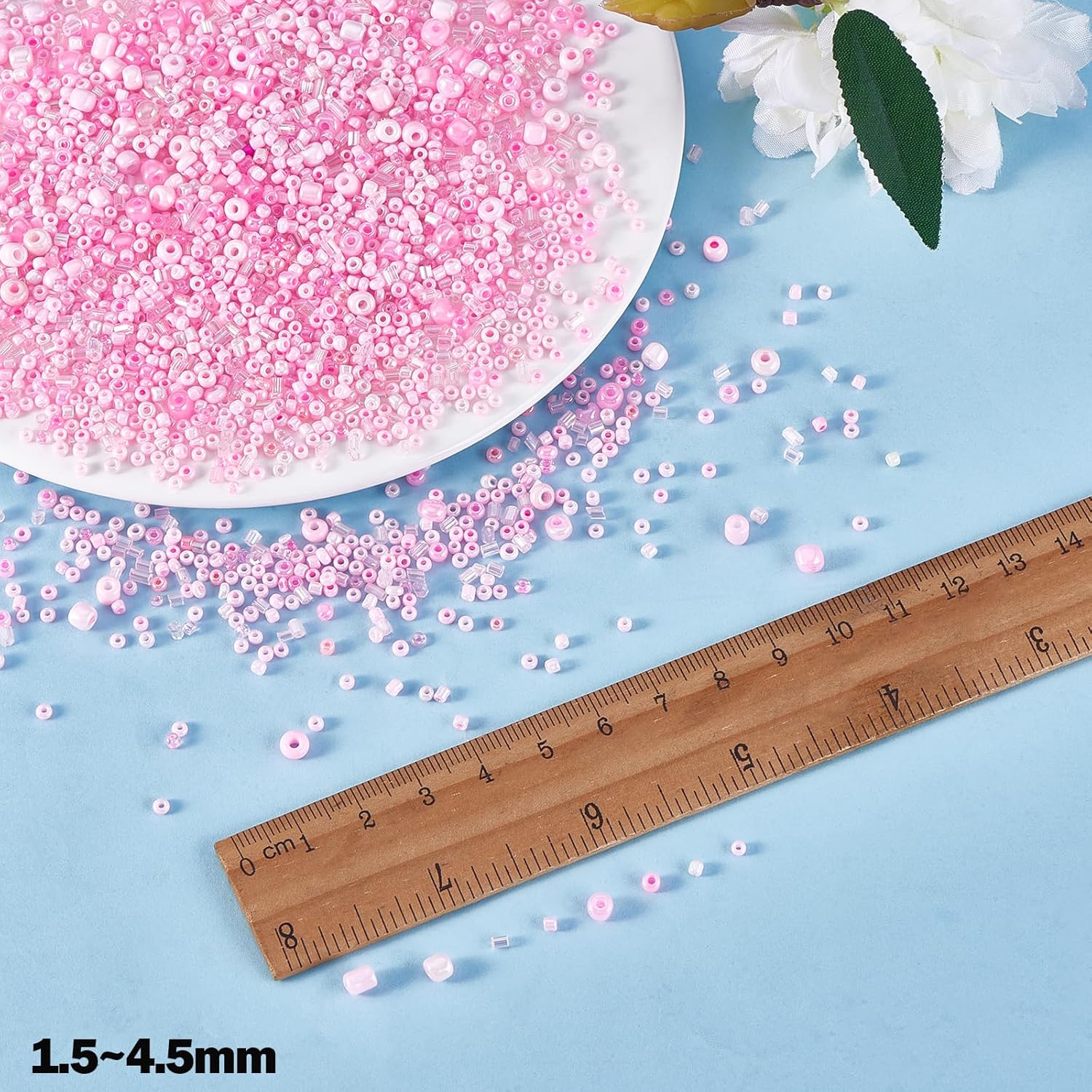 BEEFLYING 1 Pack Assorted Glass Seed Beads Bugle Beads Tube Beads for Jewelry Making 1.5-4.5mm Tube Loose Glass Seed Spacer Beads Bulk for DIY Jewelry Bracelet Neckalce Earring Making (Pink) - Image 2