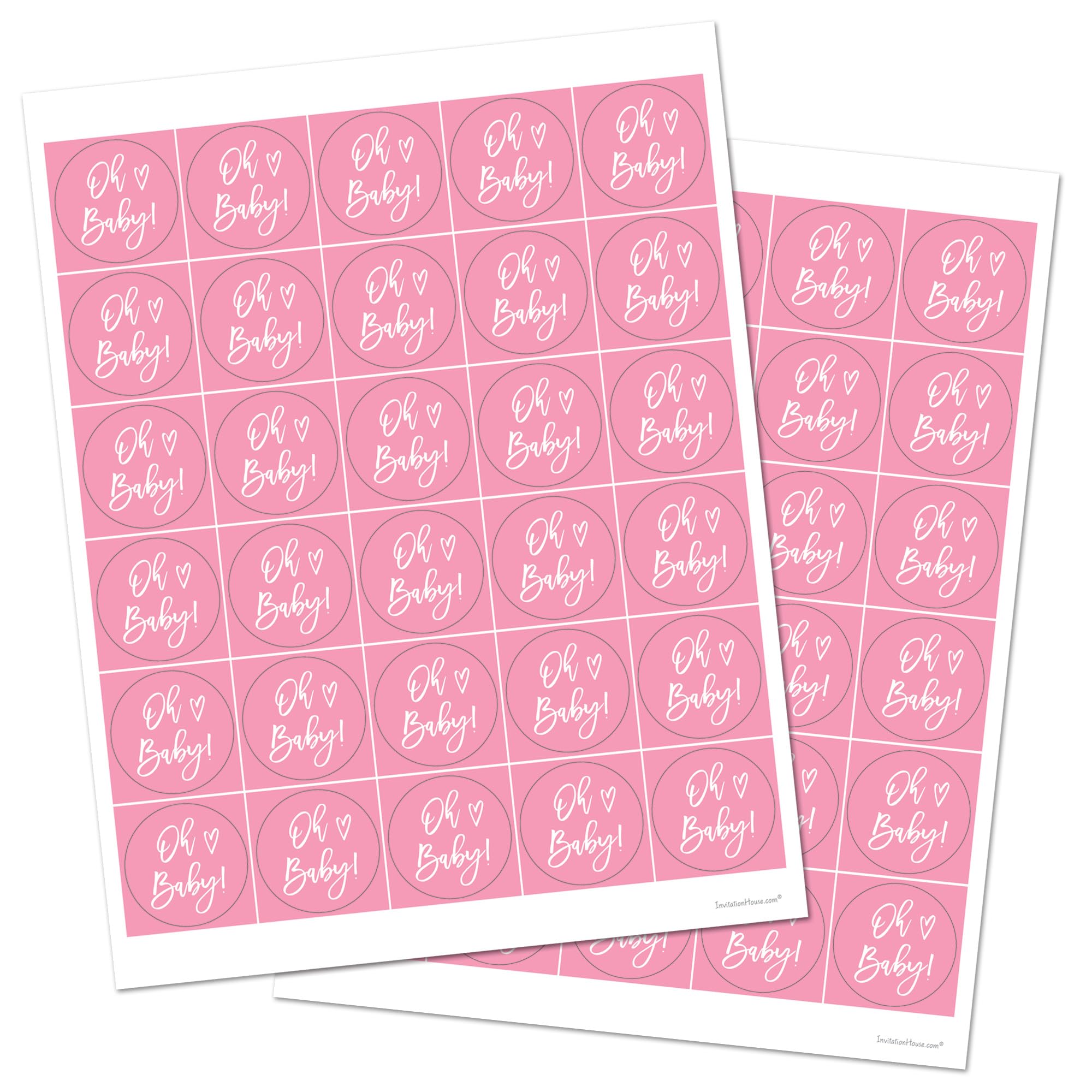 Amazon.com: 1.5-Inch Round Oh Baby Stickers - Set of 60 (Pink