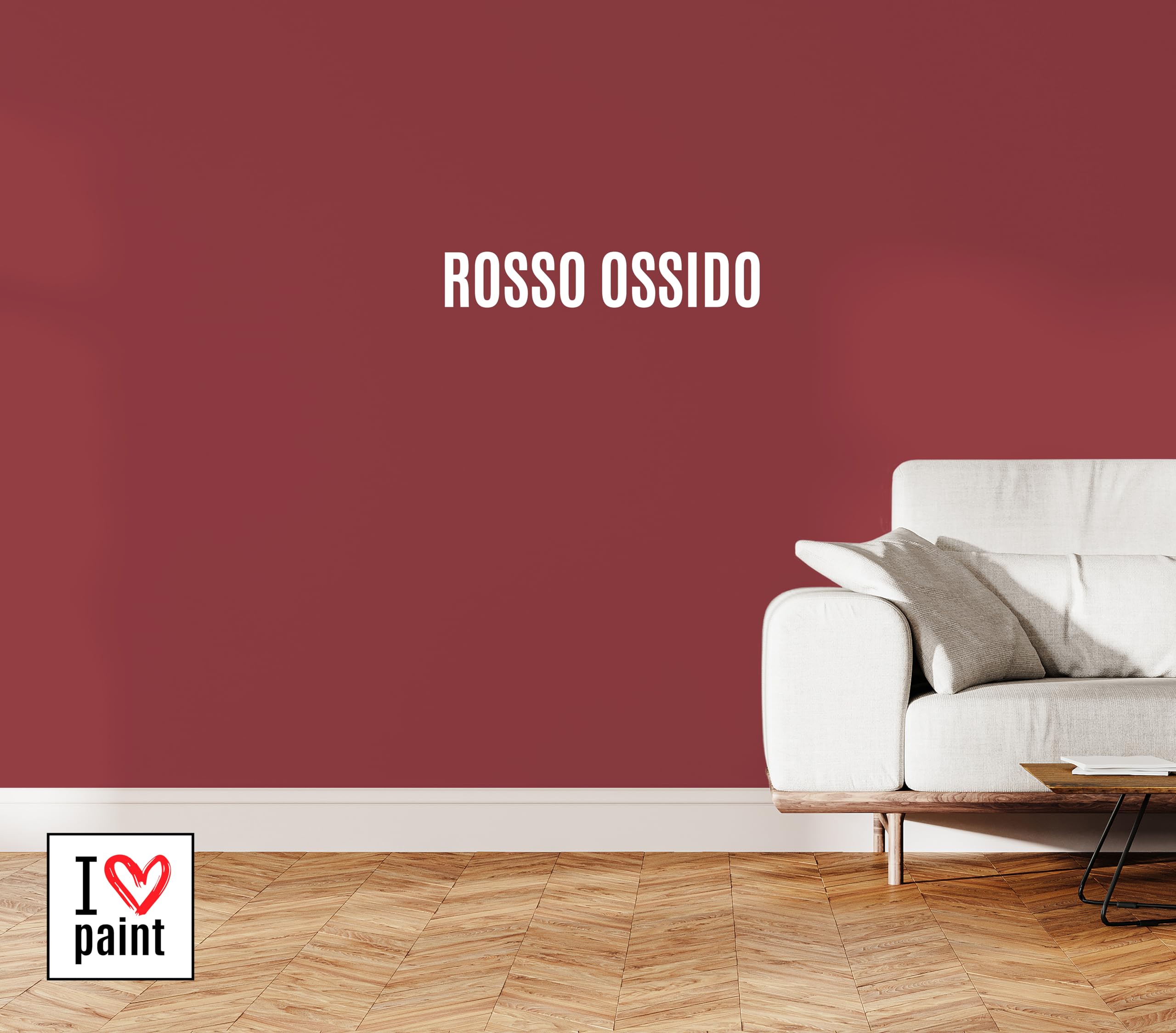 I Love Chalk Paint – Kit Completo Vernice, Finitura e Pennello - Pittura Senza Carteggiare – Colore Rosso Ossido (375ml Chalk Paint + 375ml Finitura + Pennello 40mm)